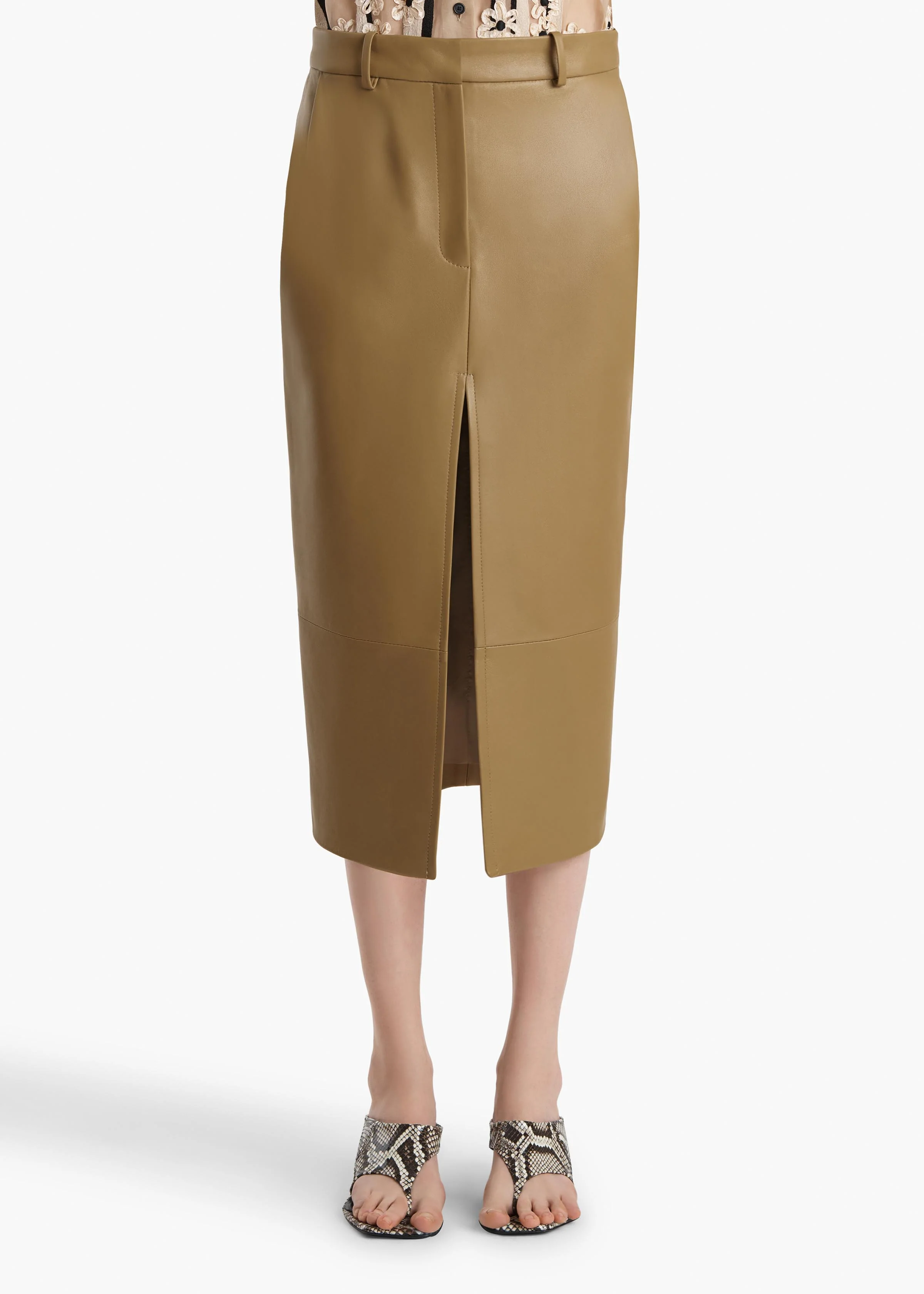 Anden Skirt in Golden Ochre Leather - Image 3