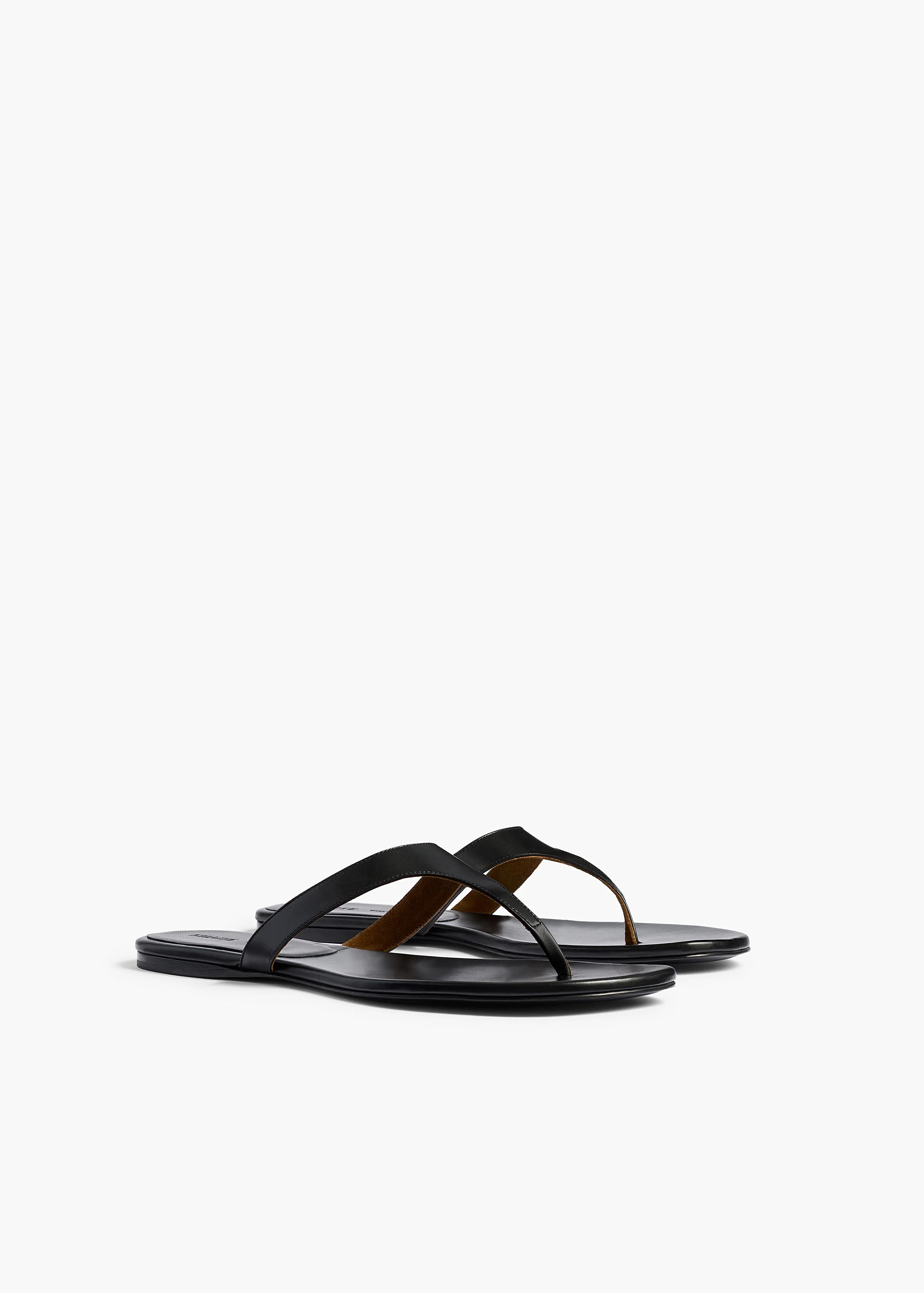 Archer Flat Sandal in Black Leather - Image 2