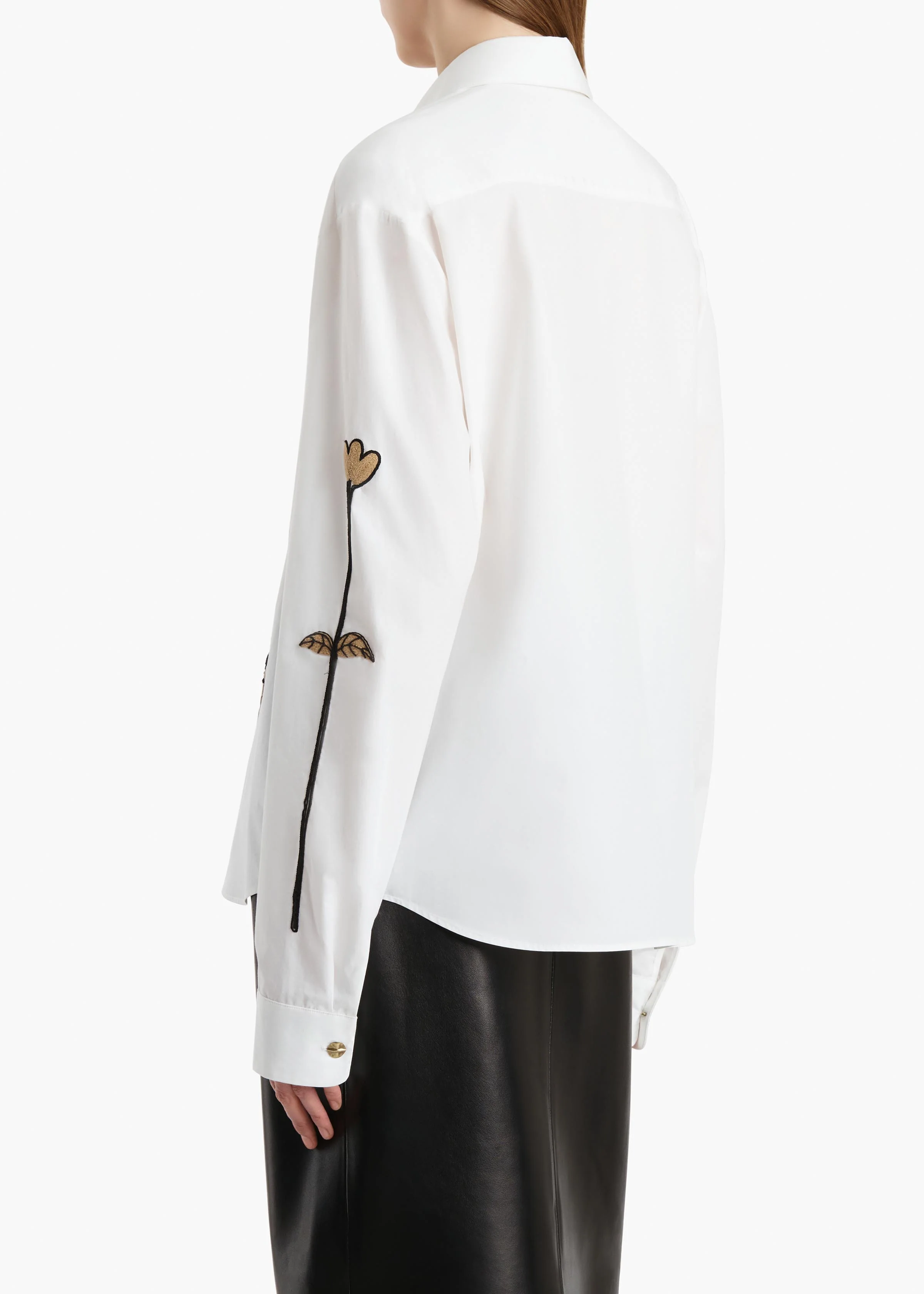 Argo Top in Chalk Cotton with Floral Embroidery - Image 4