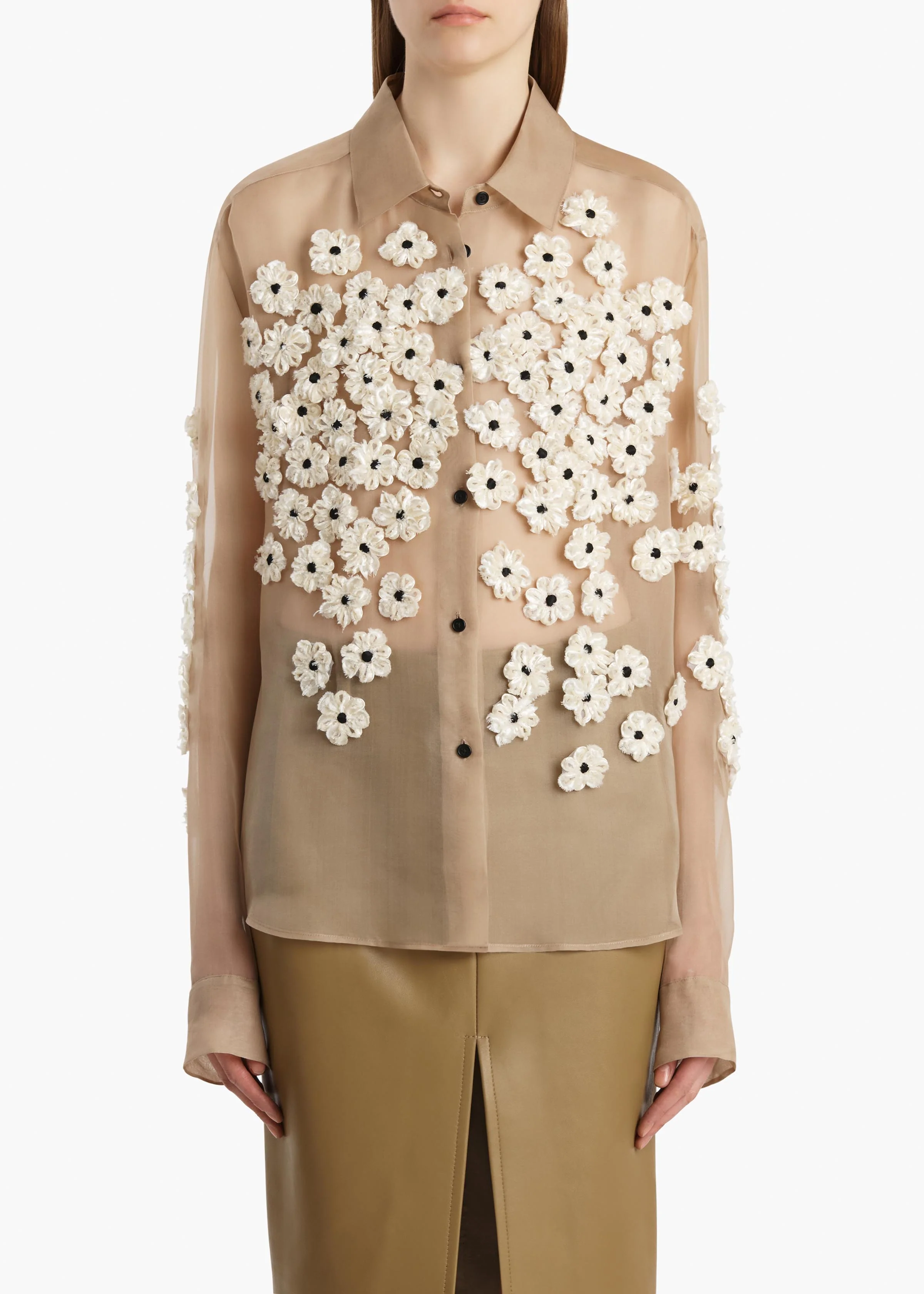 Argo Top in Tea Stain with Floral Embroidery - Image 3