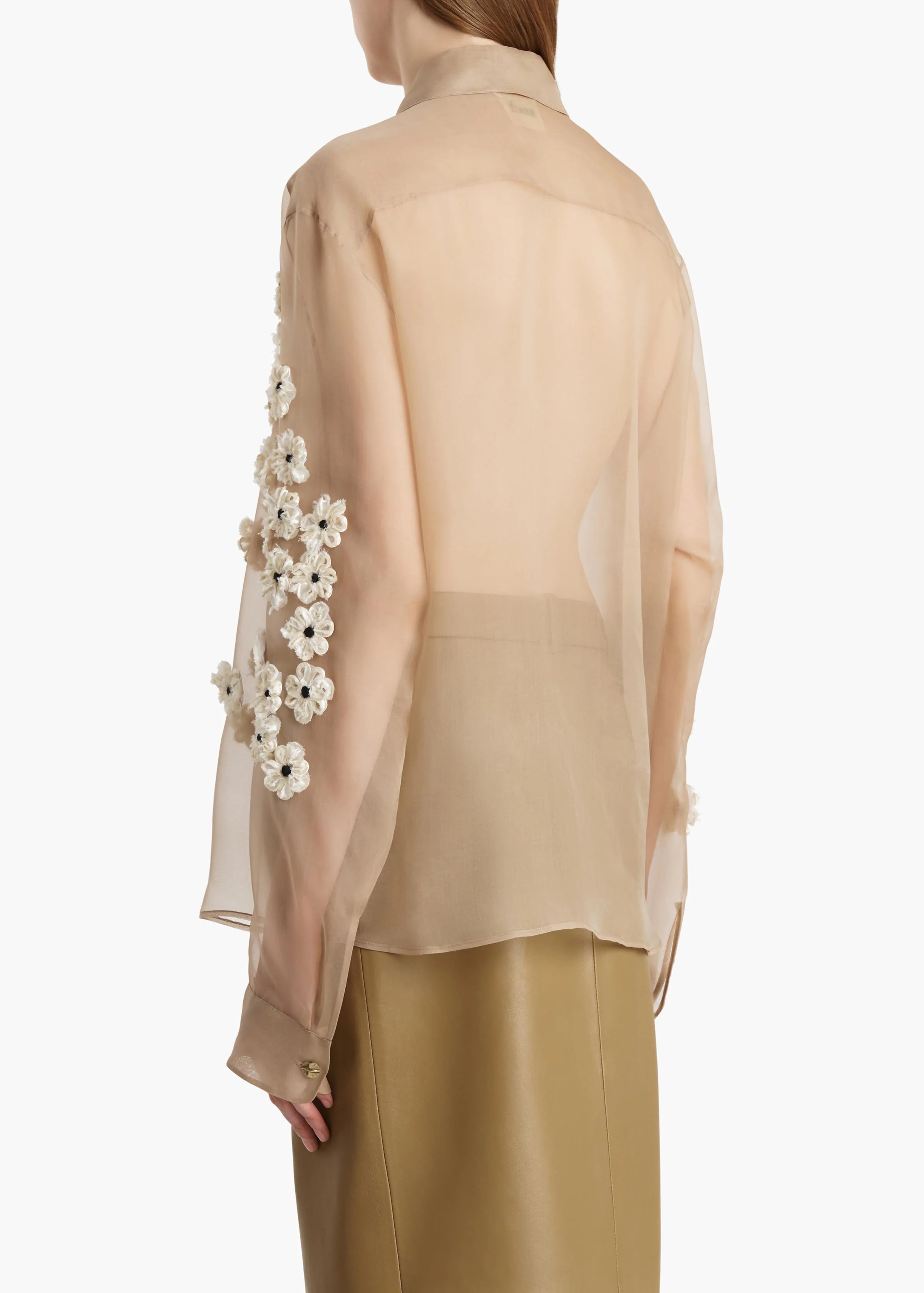 Argo Top in Tea Stain with Floral Embroidery - Image 4