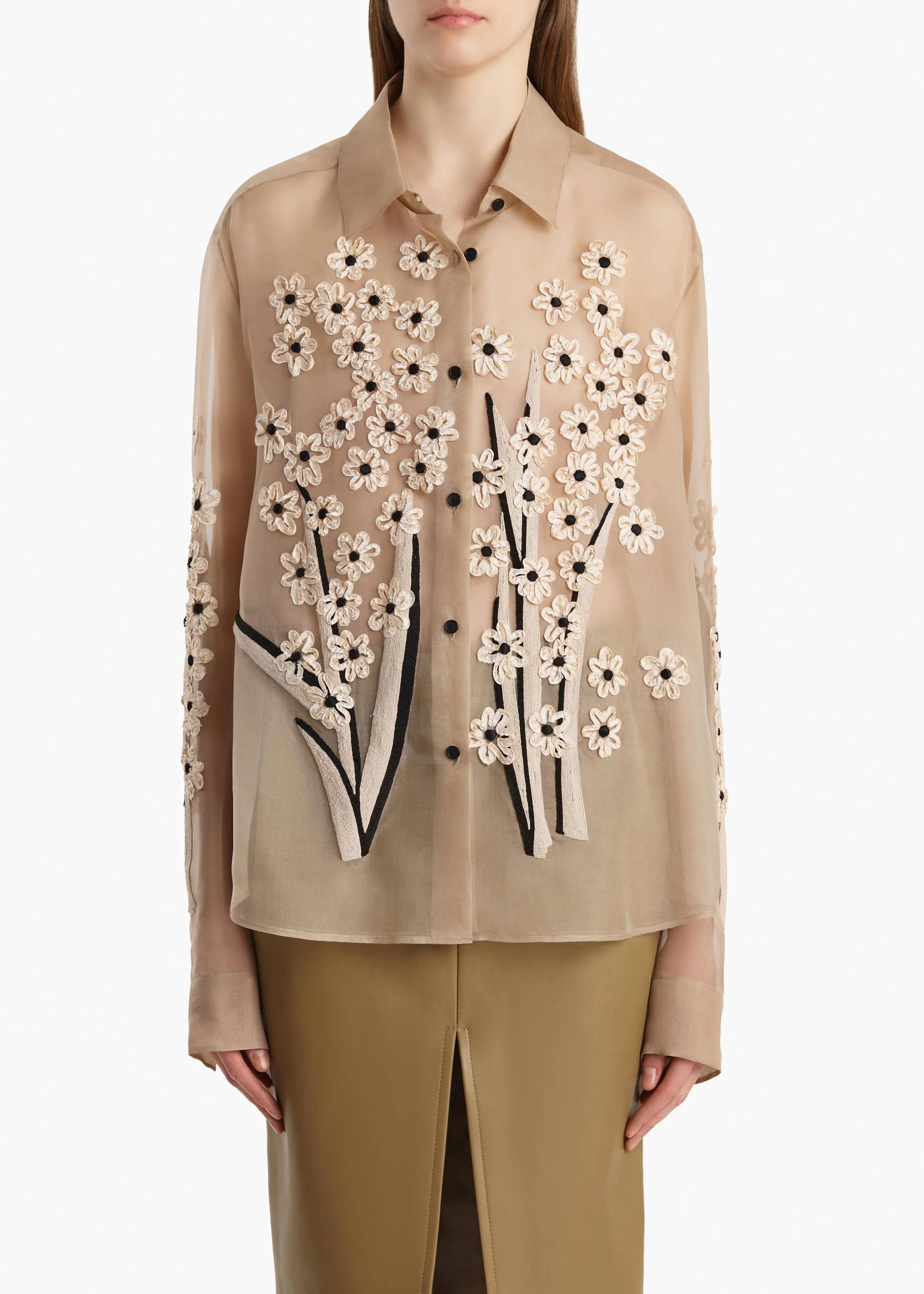 Argo Top in Tea Stain with Floral Bouquet Embroidery - Image 3