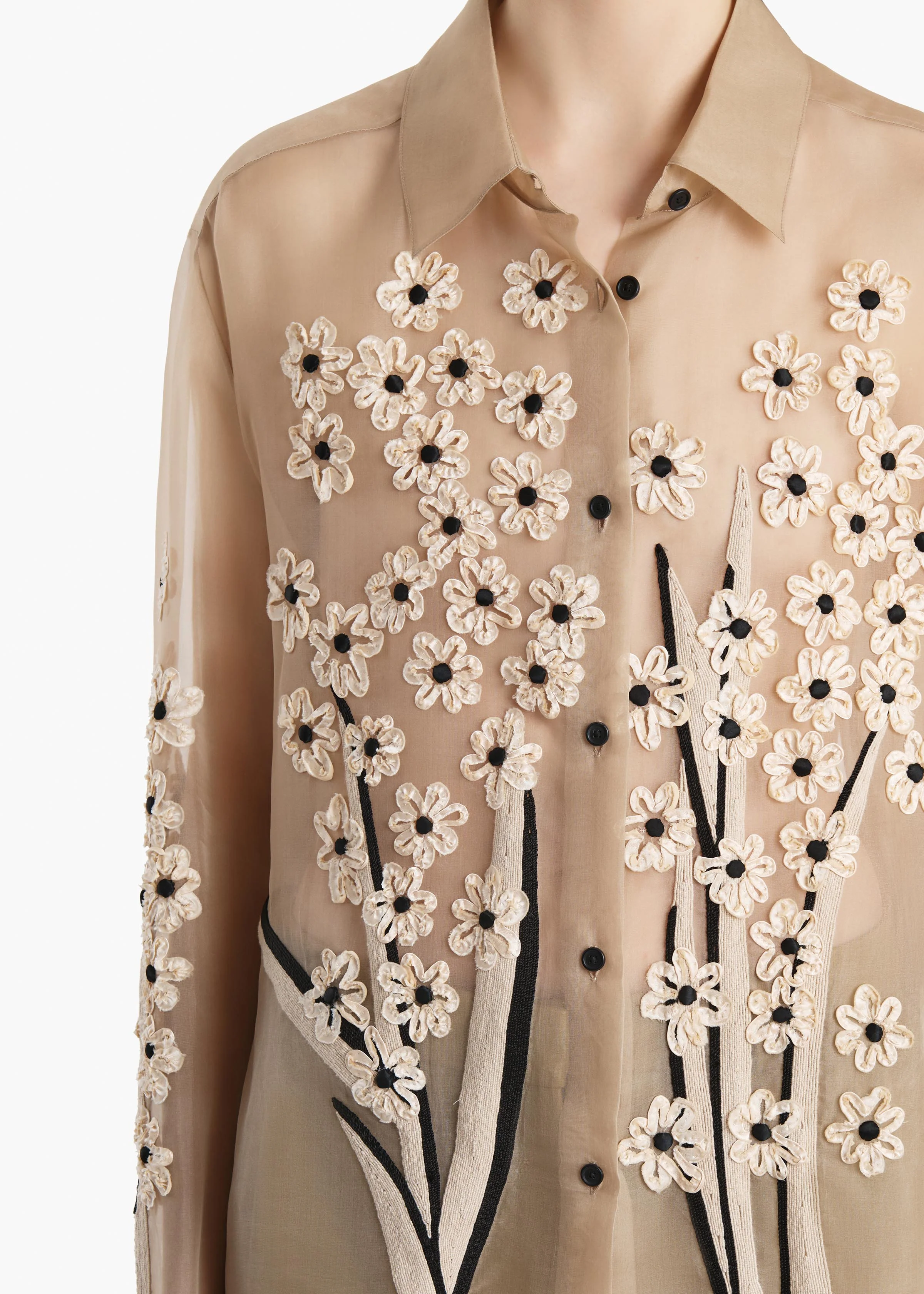Argo Top in Tea Stain with Floral Bouquet Embroidery - Image 5