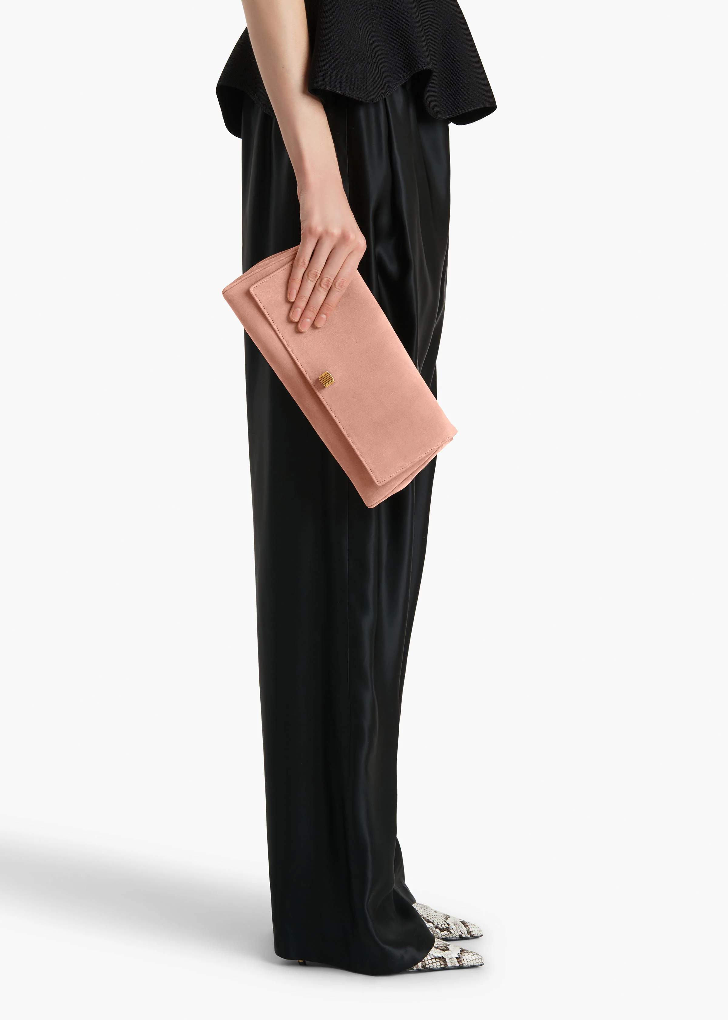 Audrey Clutch in Dusty Pink Suede - Image 5