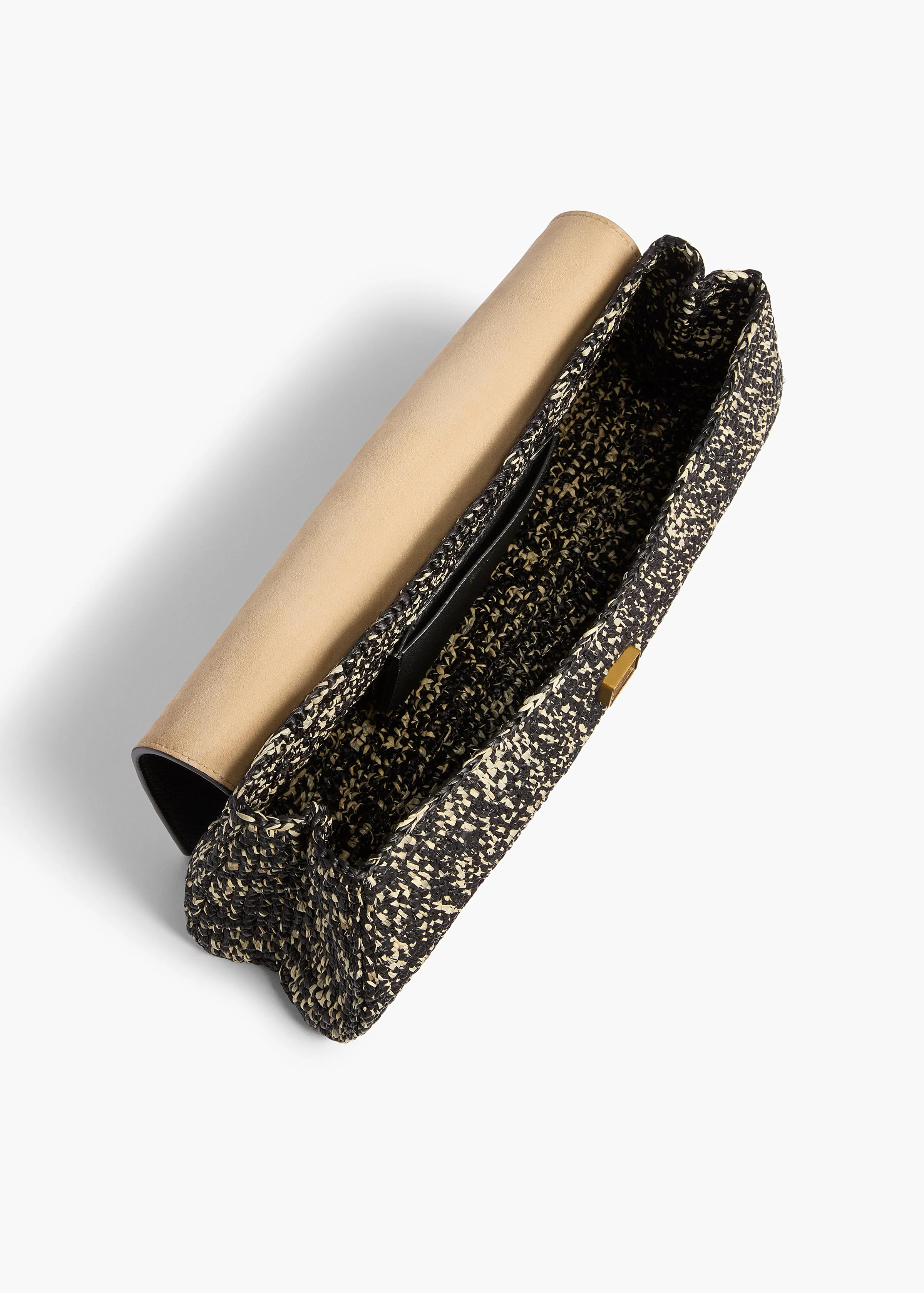 Audrey Clutch in Black and White Marled Raffia - Image 3