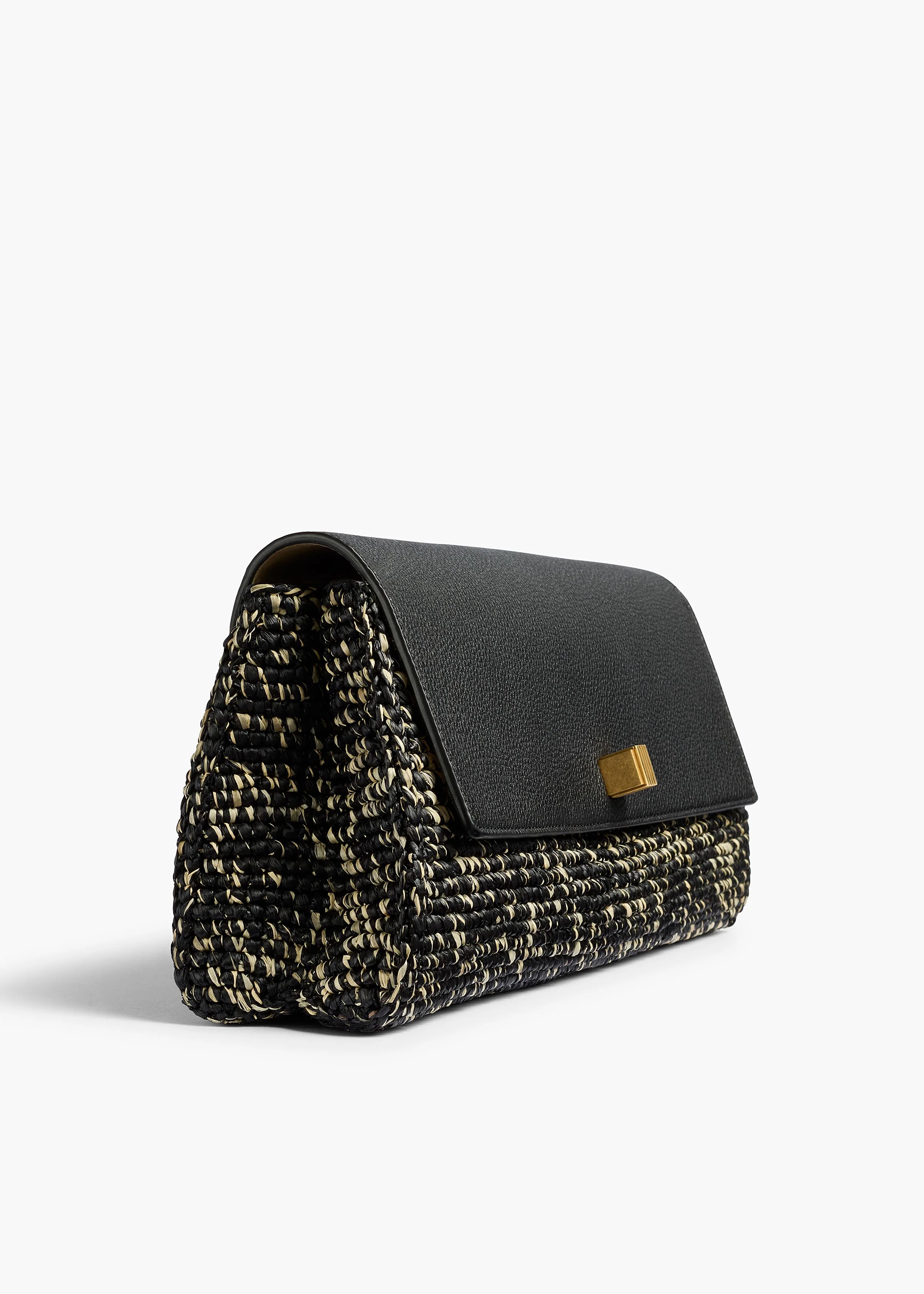 Audrey Clutch in Black and White Marled Raffia - Image 4