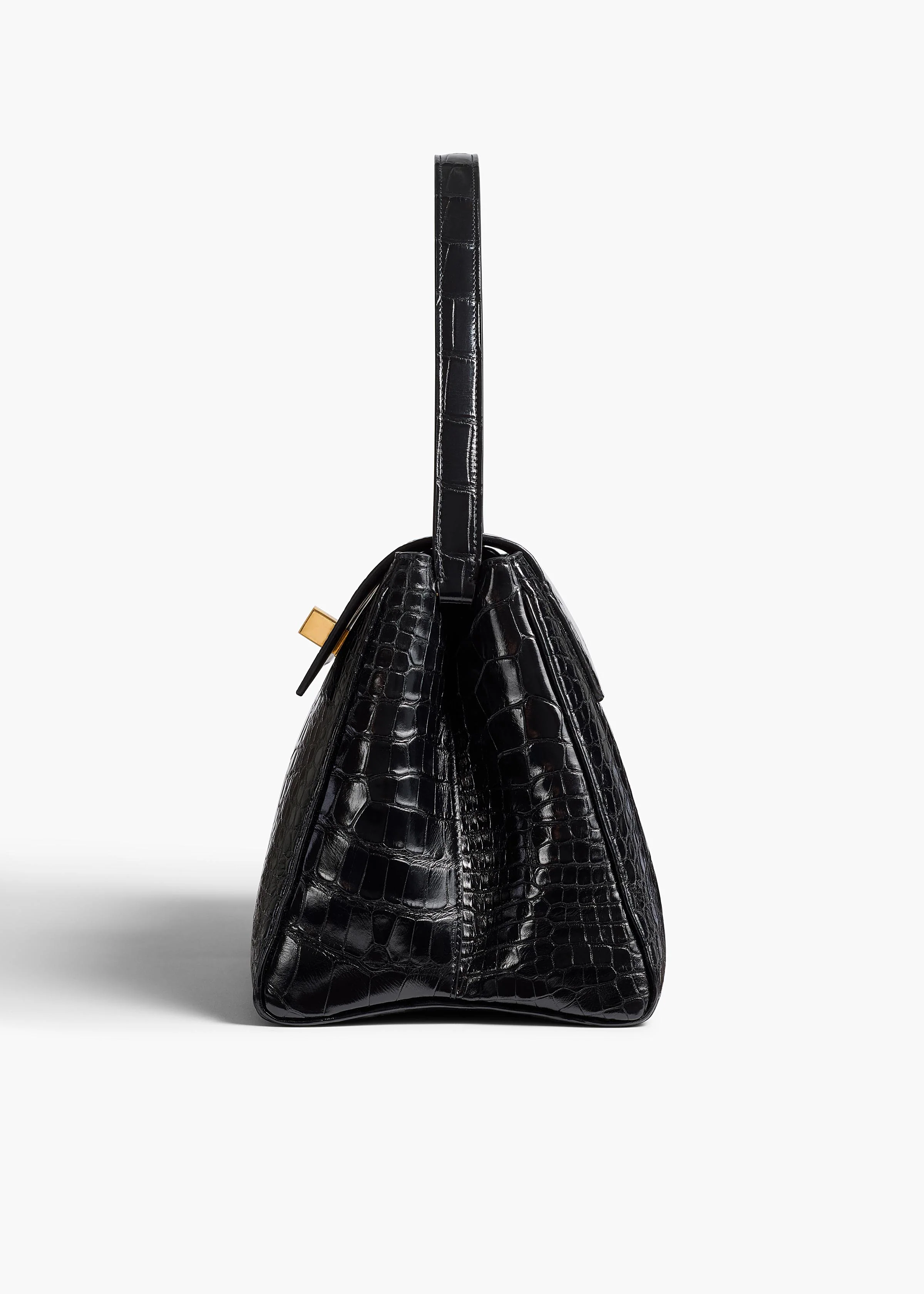 Audrey Top Handle Bag in Black Alligator - Image 3