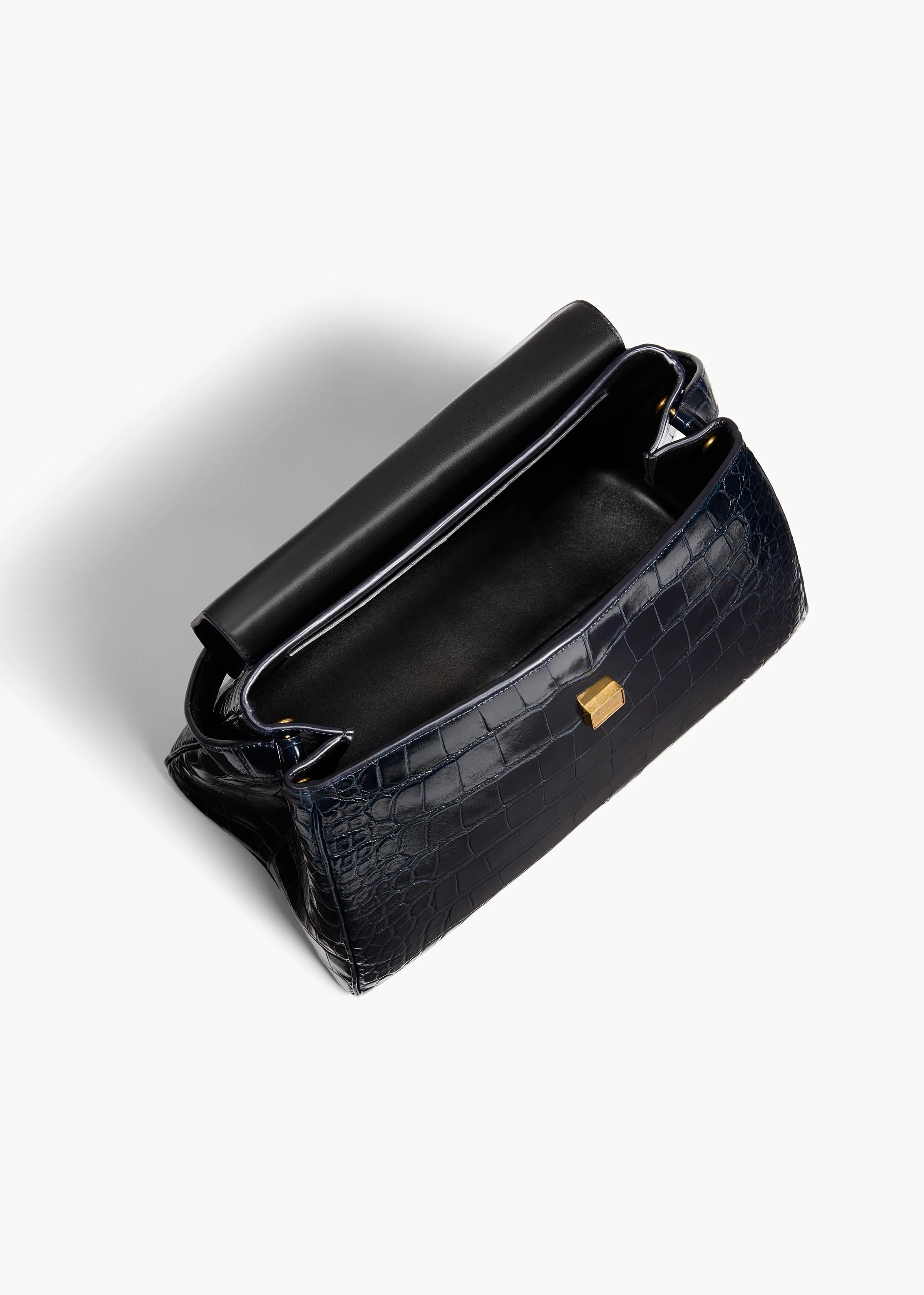 Audrey Top Handle Bag in Midnight Alligator - Image 4