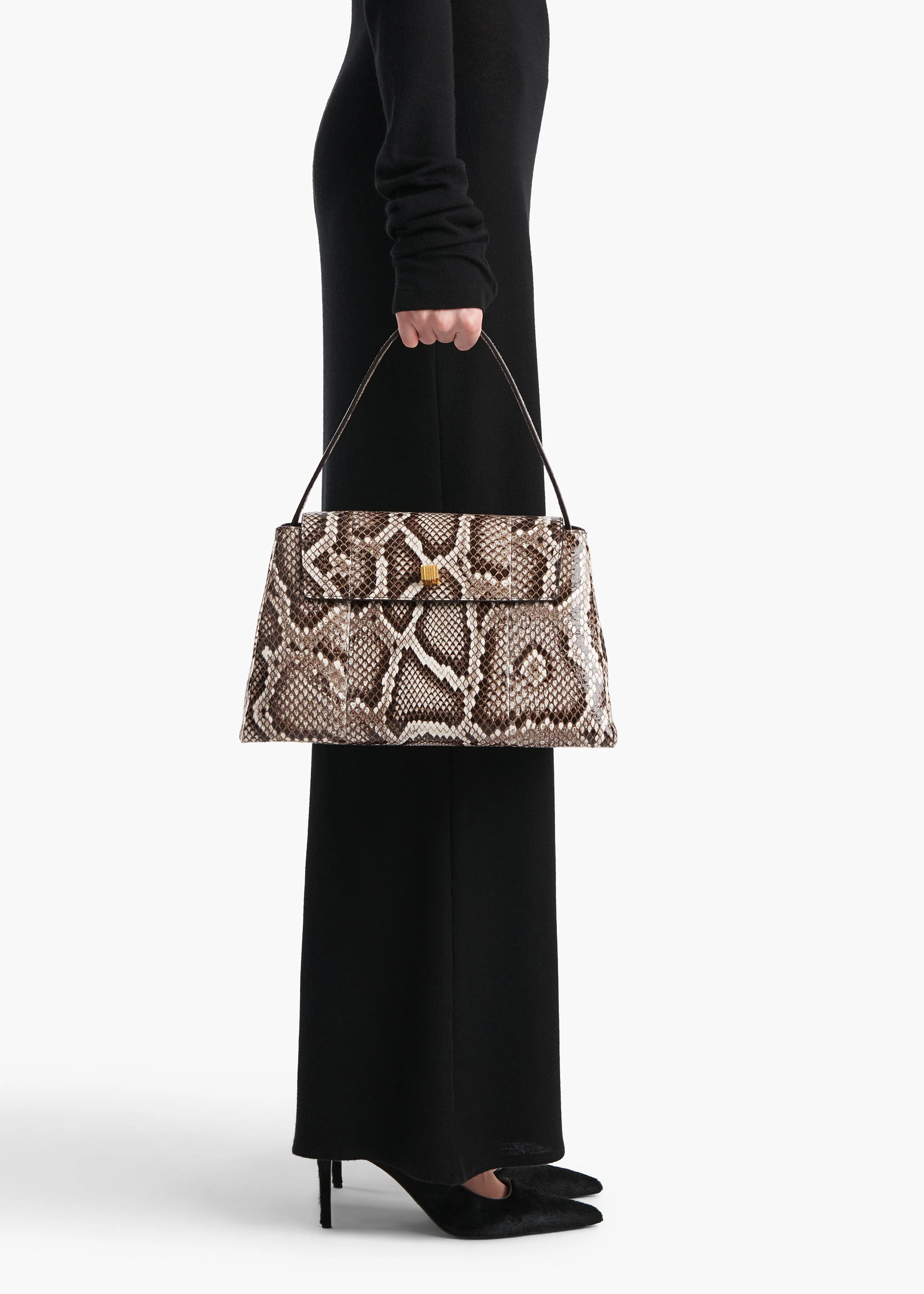 Audrey Top Handle Bag in Natural Python - Image 5