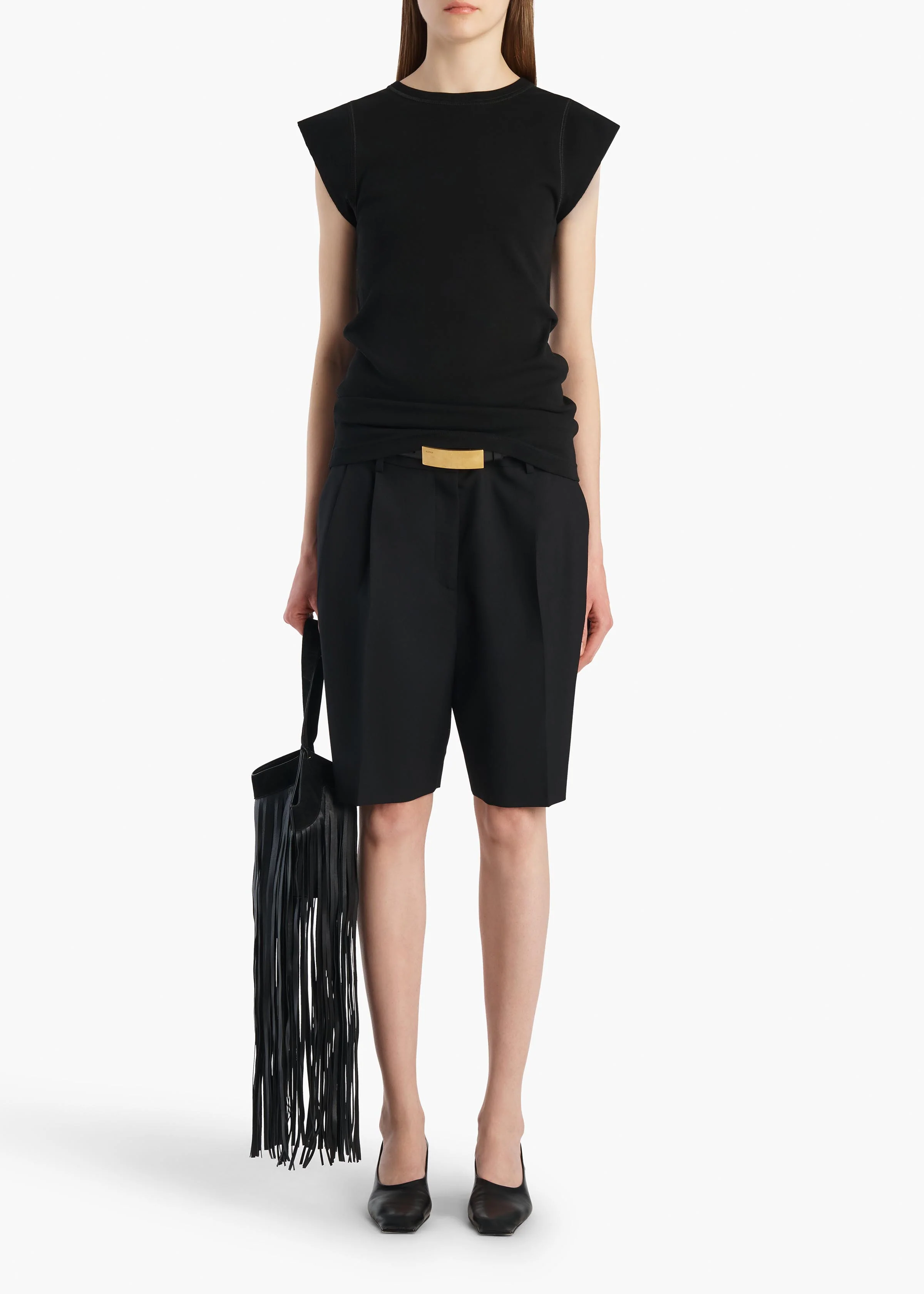 Auggie Short in Black Wool - Image 2