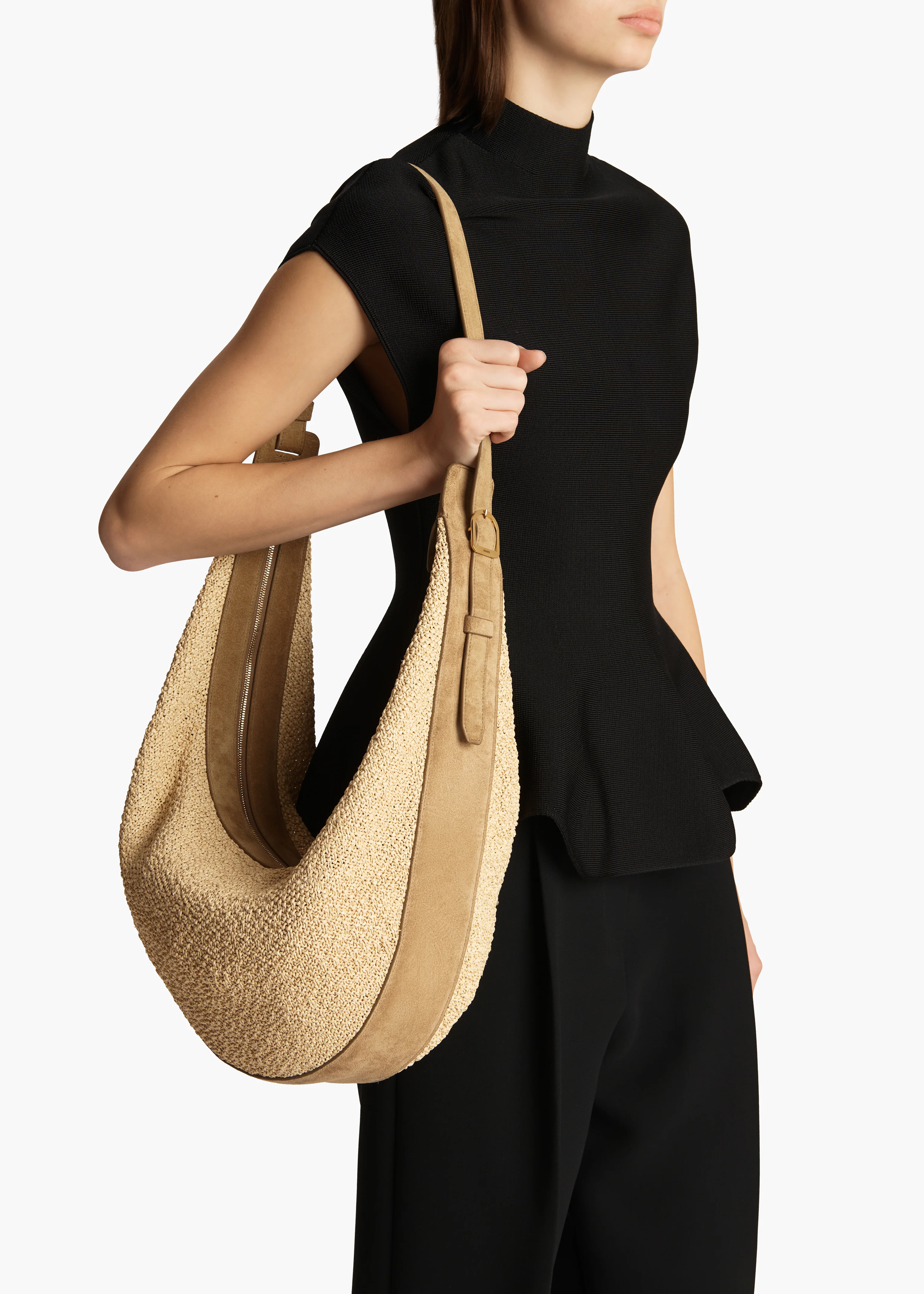 Augustina Hobo in Wheat Suede and Natural Raffia - Image 5