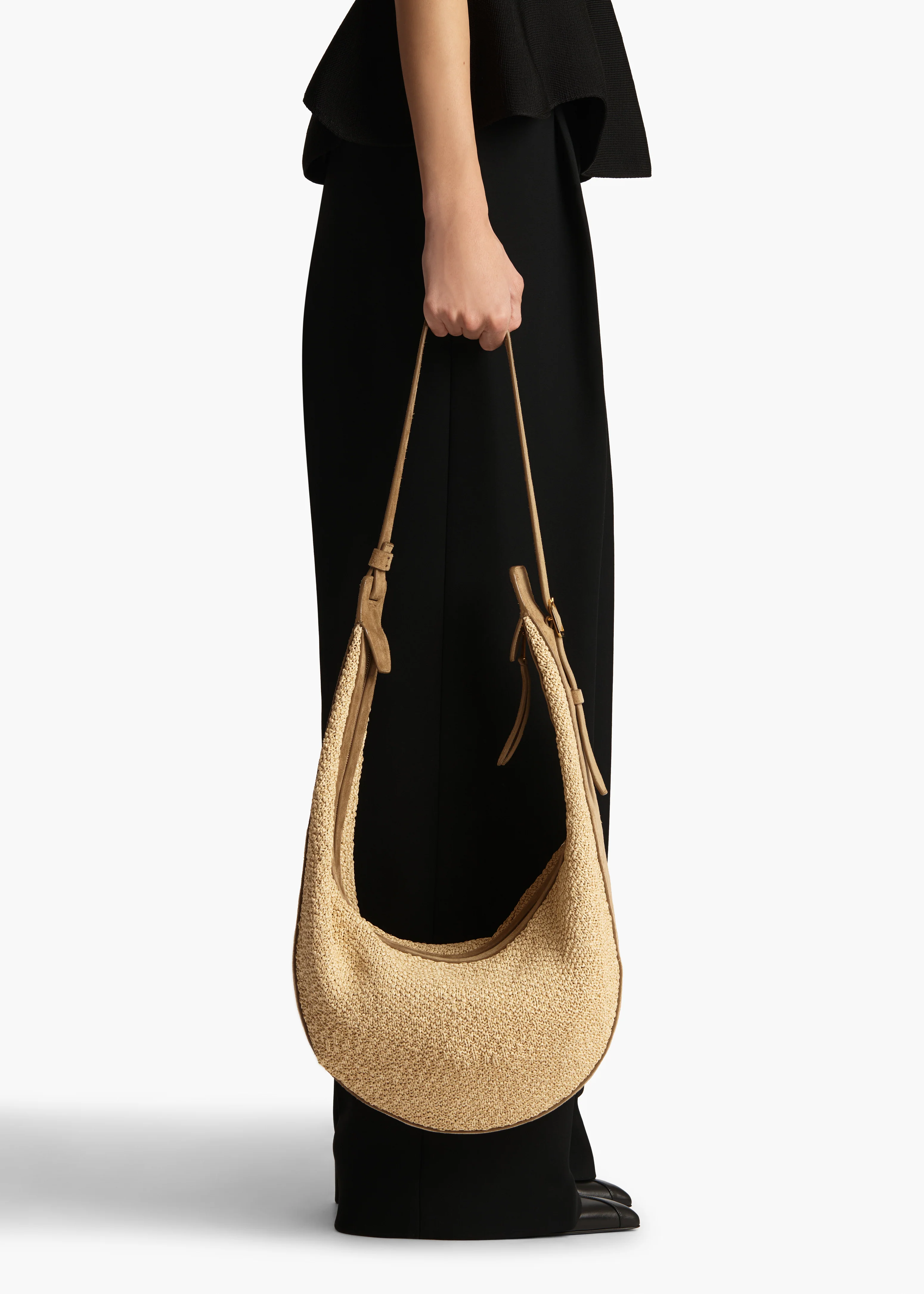 Augustina Hobo in Wheat Suede and Natural Raffia - Image 6