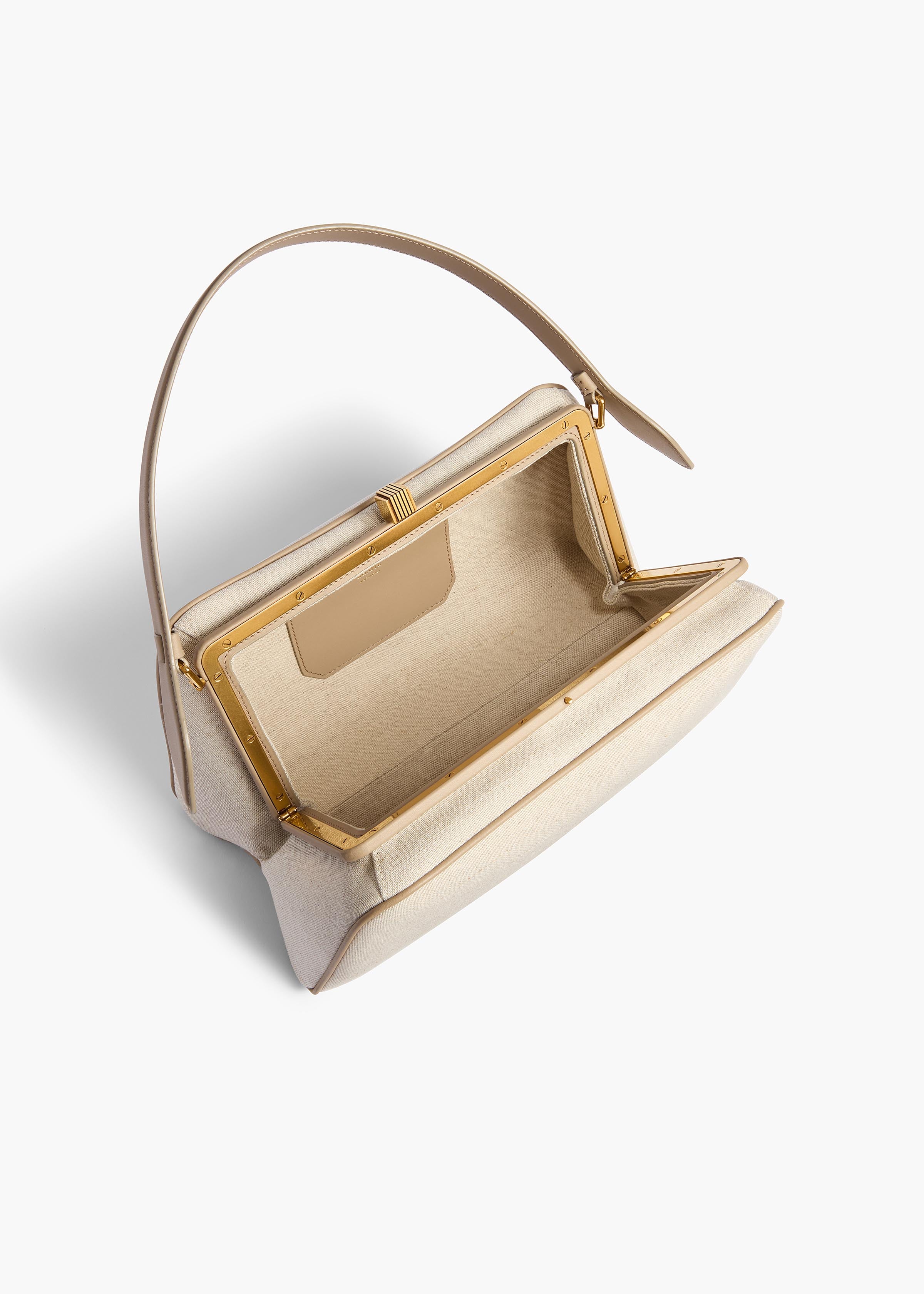 Cate Bag in Toffee Leather and Natural Canvas - Image 3