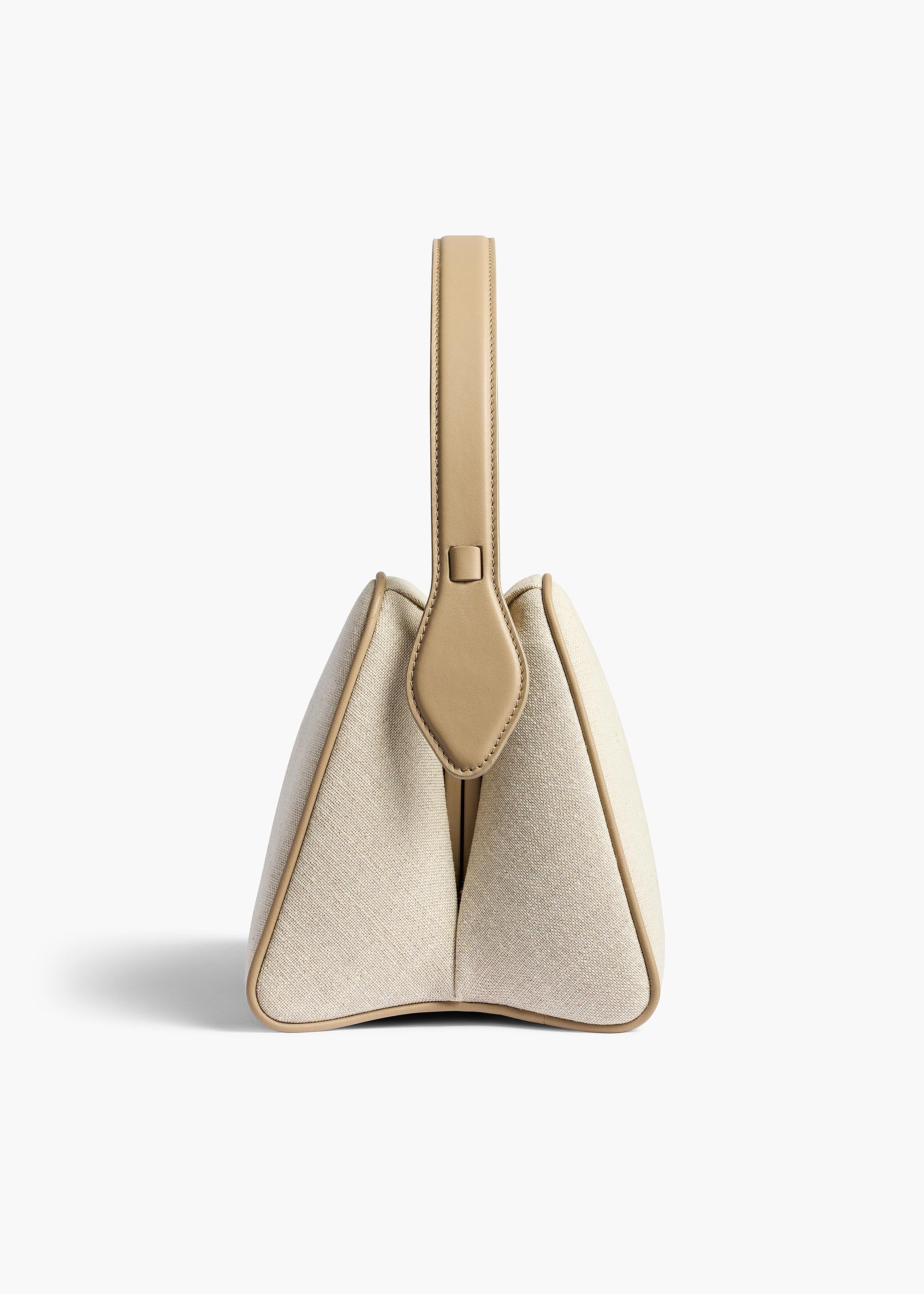 Cate Bag in Toffee Leather and Natural Canvas - Image 4