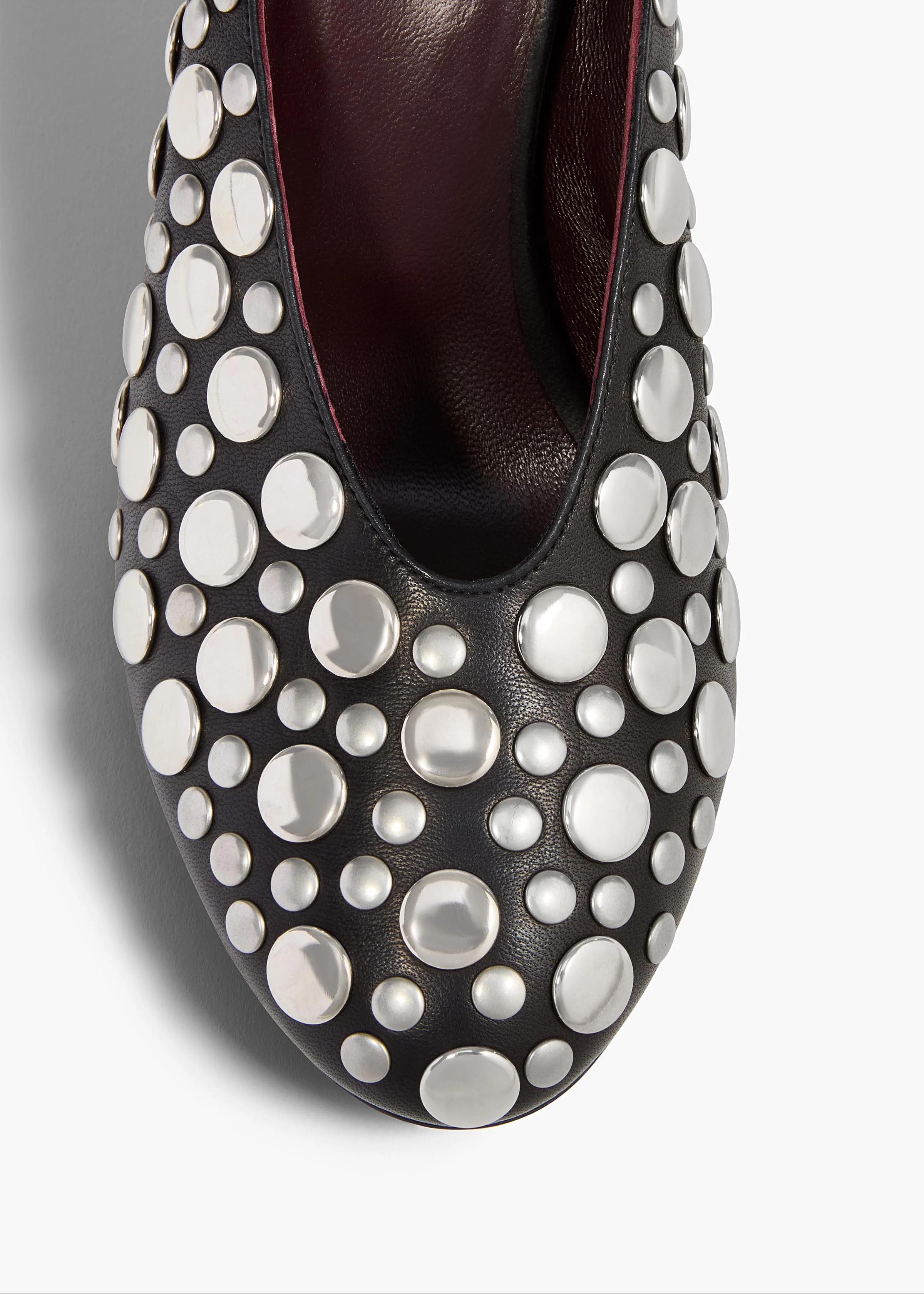 Cloak Wedge in Black Leather with Silver Studs - Image 4