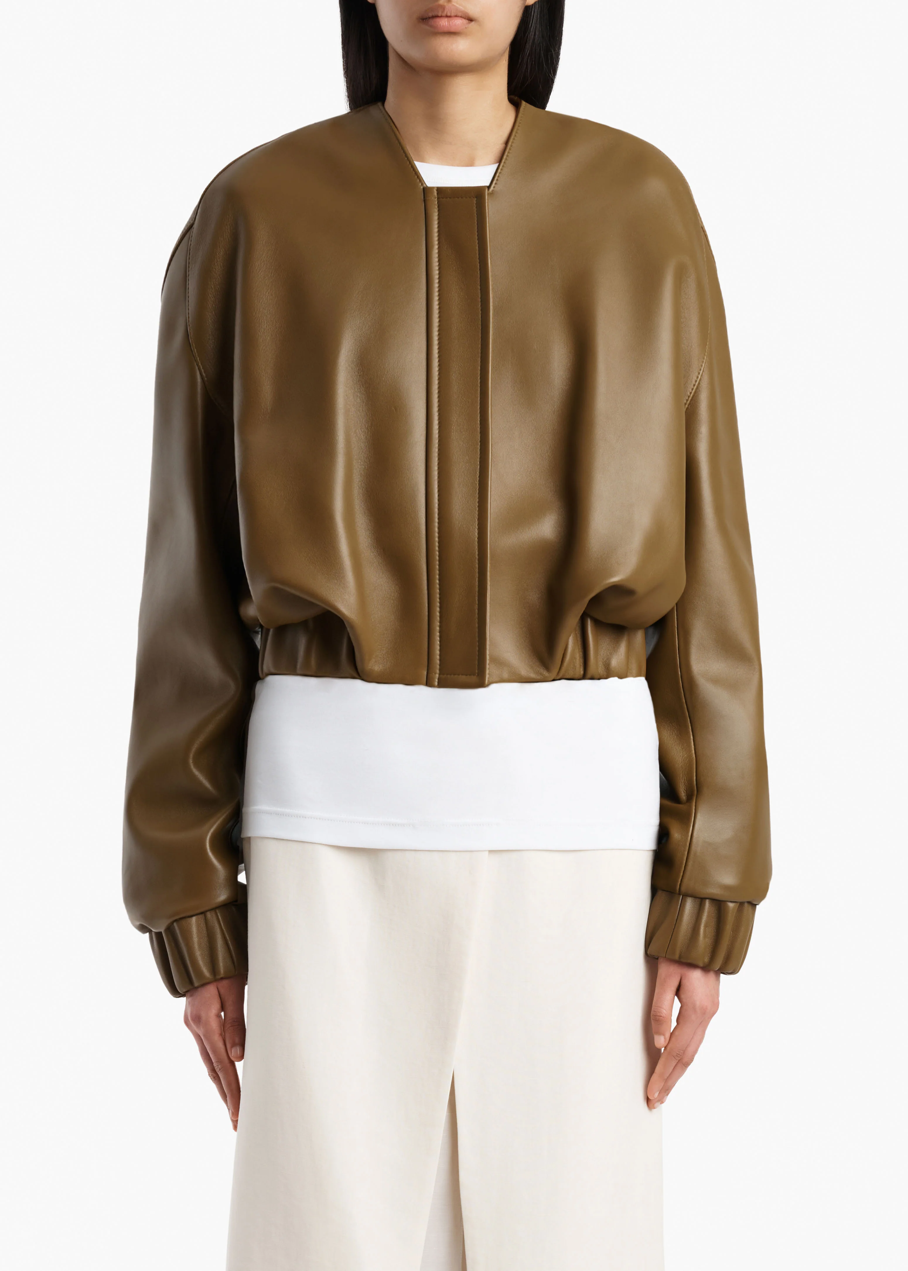 Cordan Jacket in Dark Olive Leather - Image 3