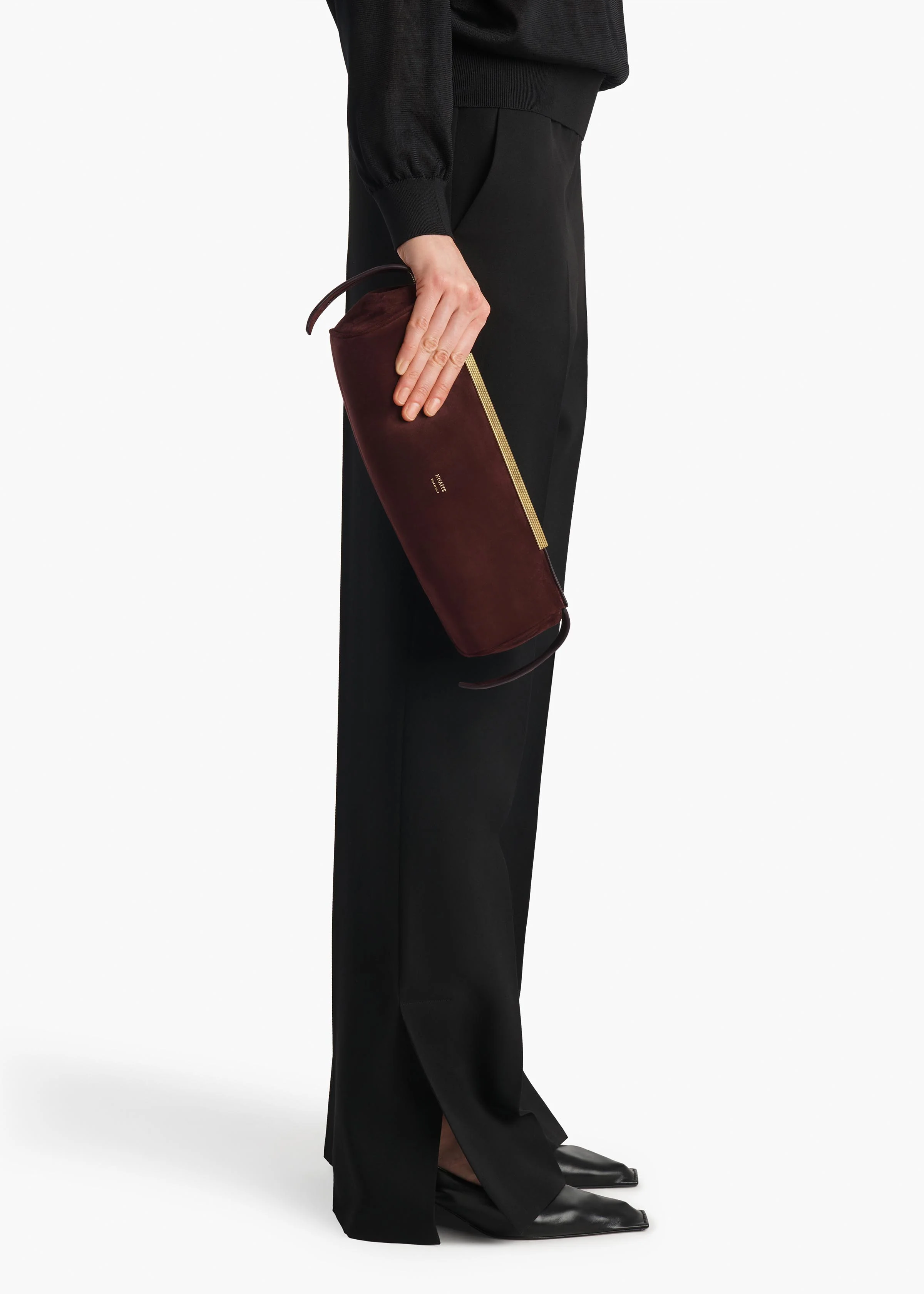 Donna Evening Clutch in Rouge Noir Suede - Image 5