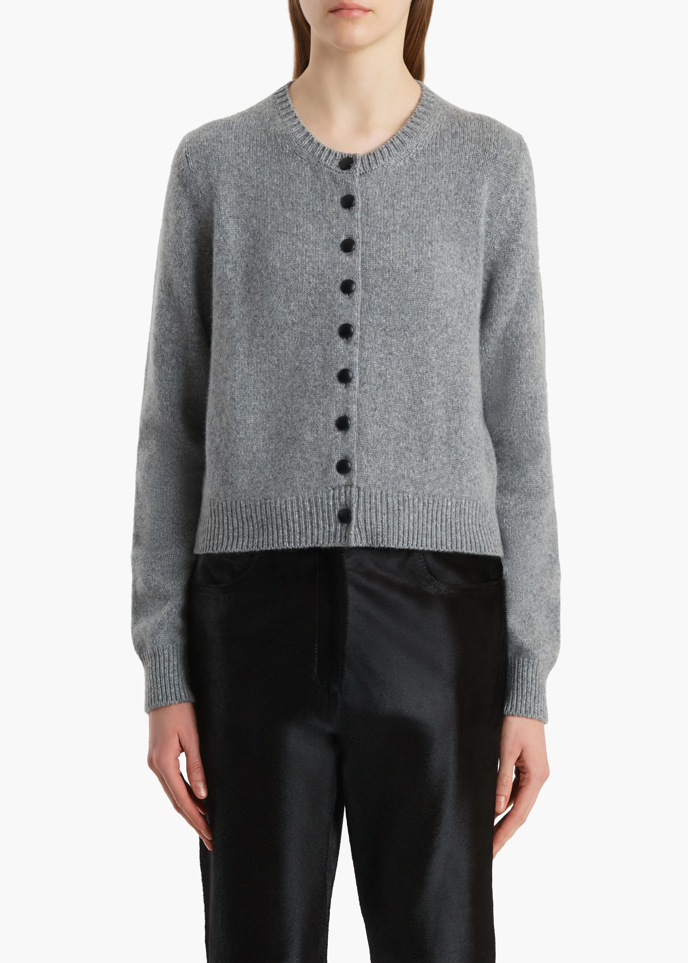 Everheart Cardigan in Fog with Leather Buttons - Image 3