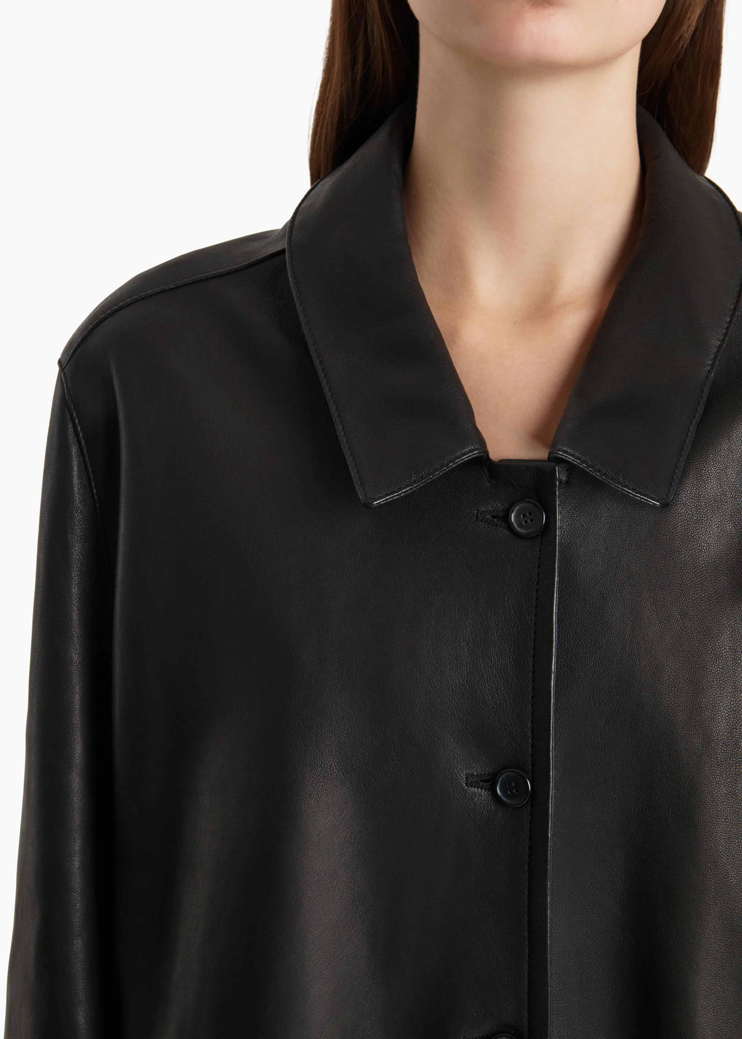 Harmon Coat in Black Washed Leather - Image 5