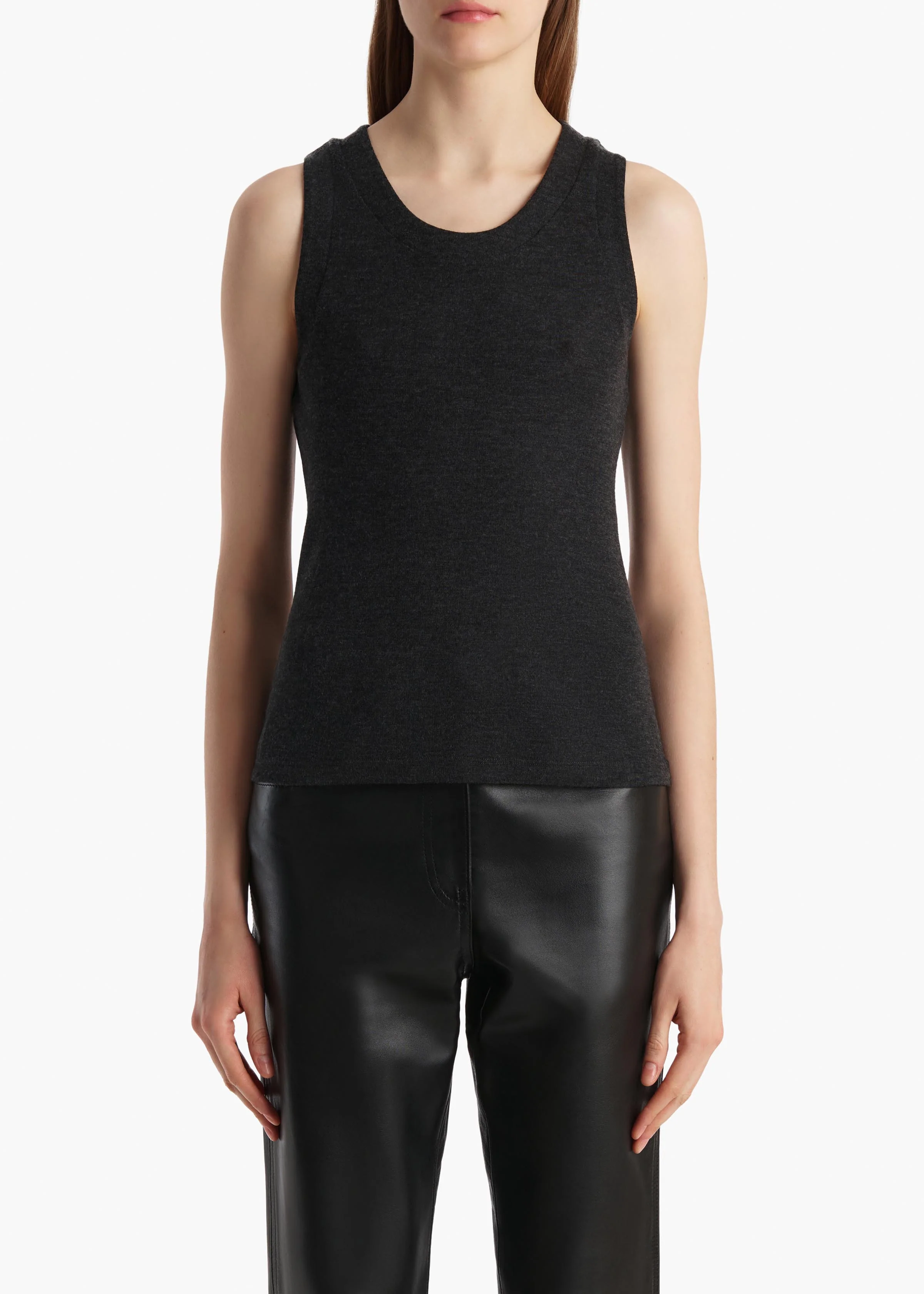 Isha Top in Charcoal Silk Cashmere Jersey - Image 3