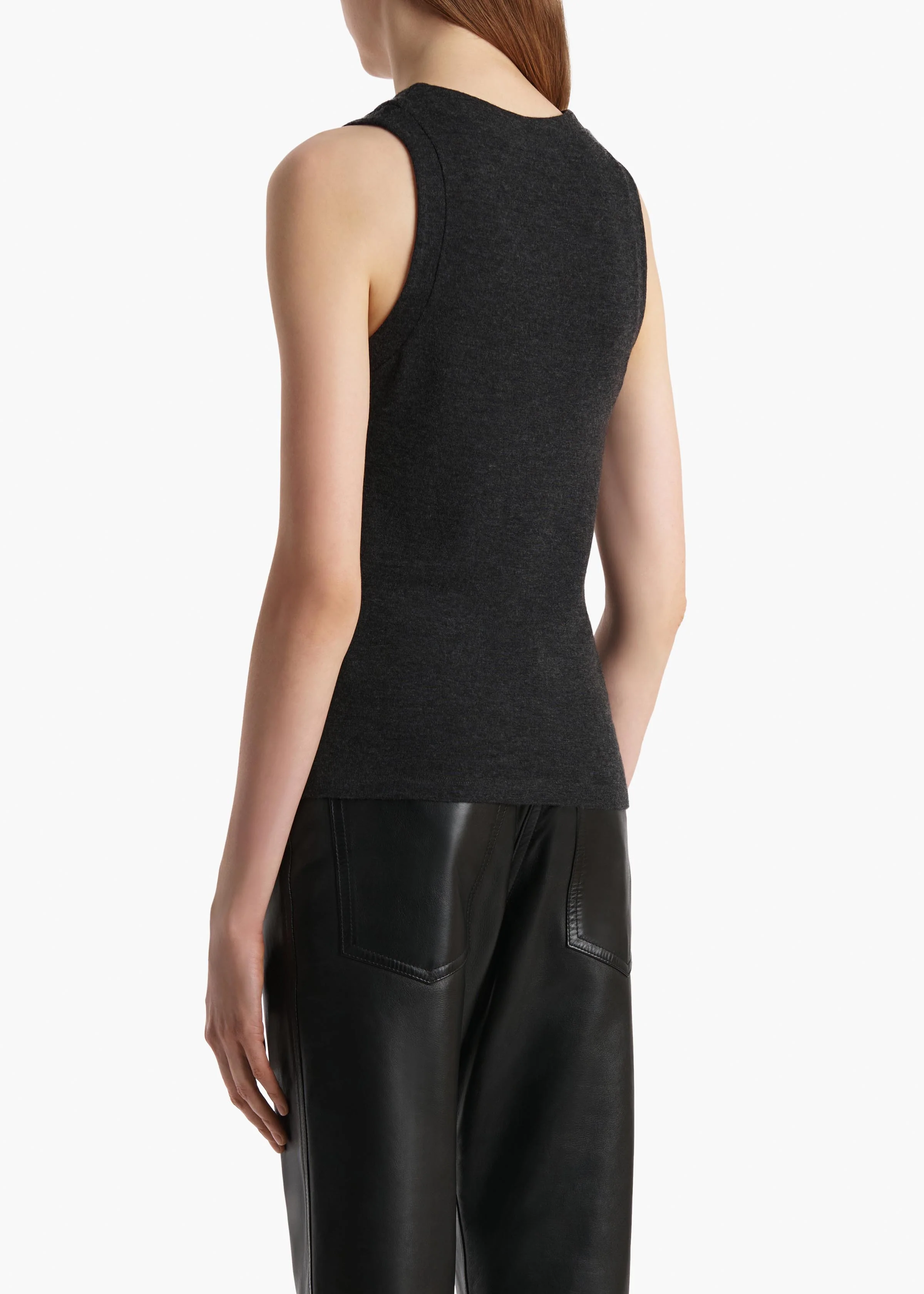 Isha Top in Charcoal Silk Cashmere Jersey - Image 4