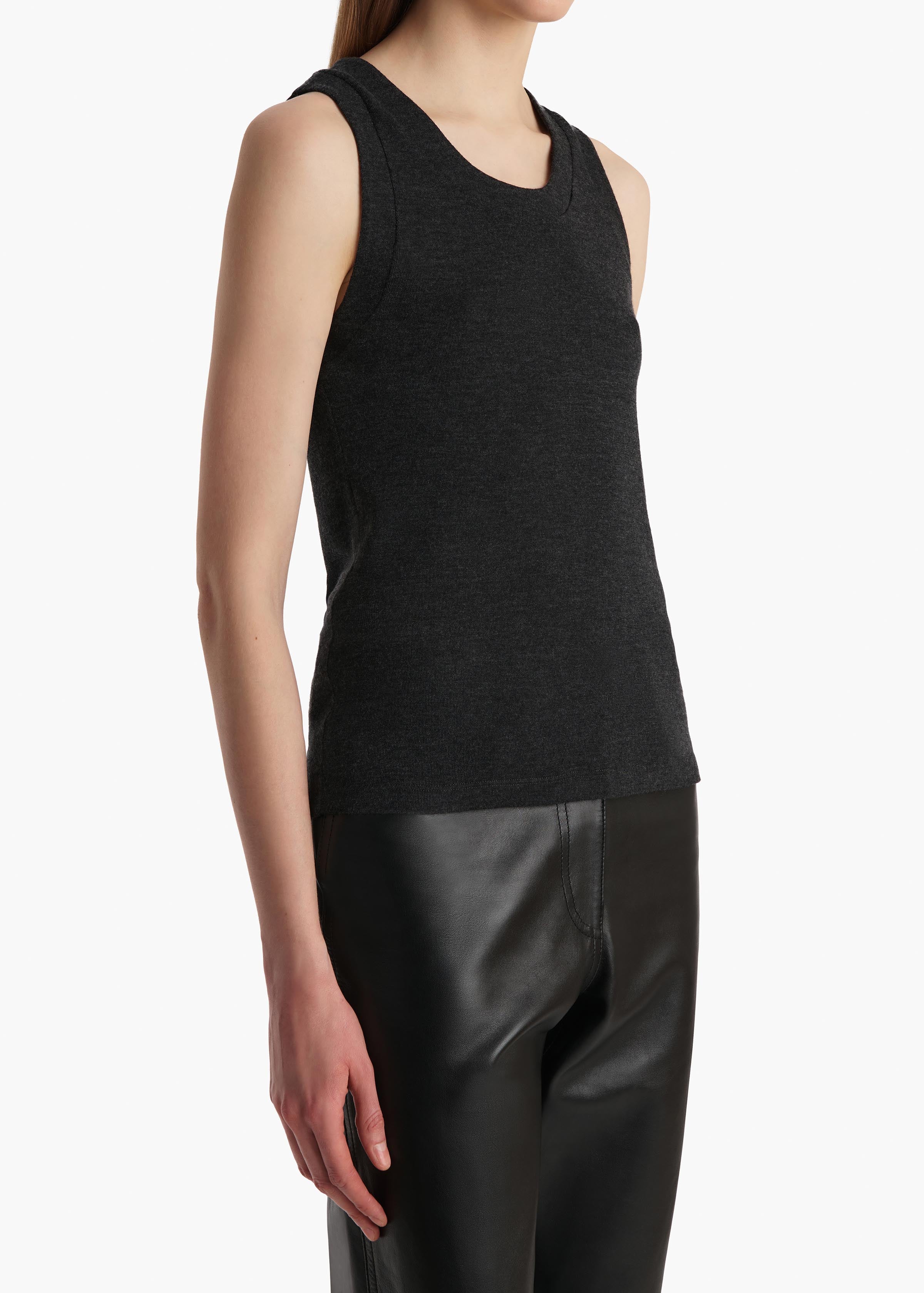 Isha Top in Charcoal Silk Cashmere Jersey - Image 5
