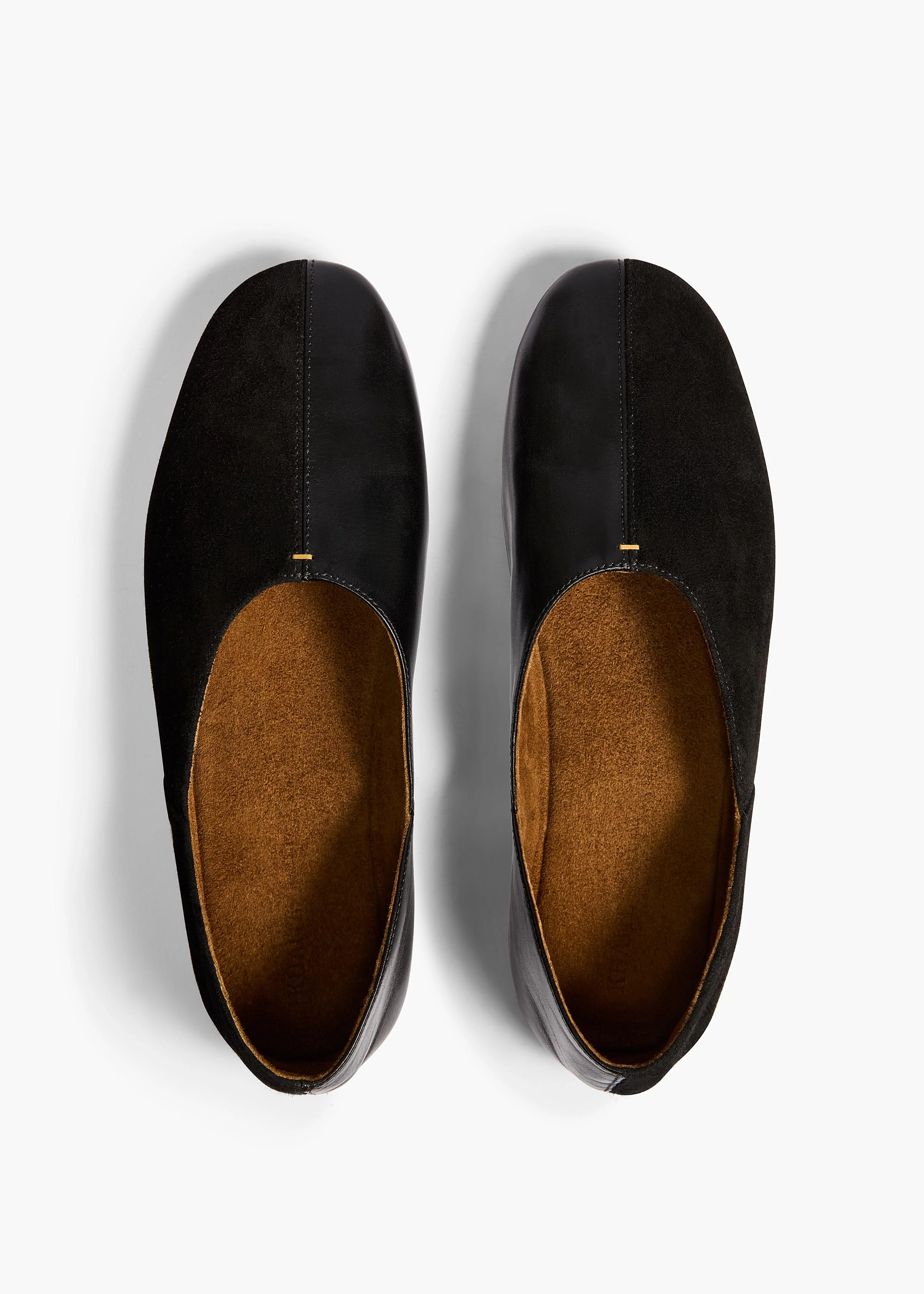 Jane Flat in Black Suede and Glazed Leather - Image 3