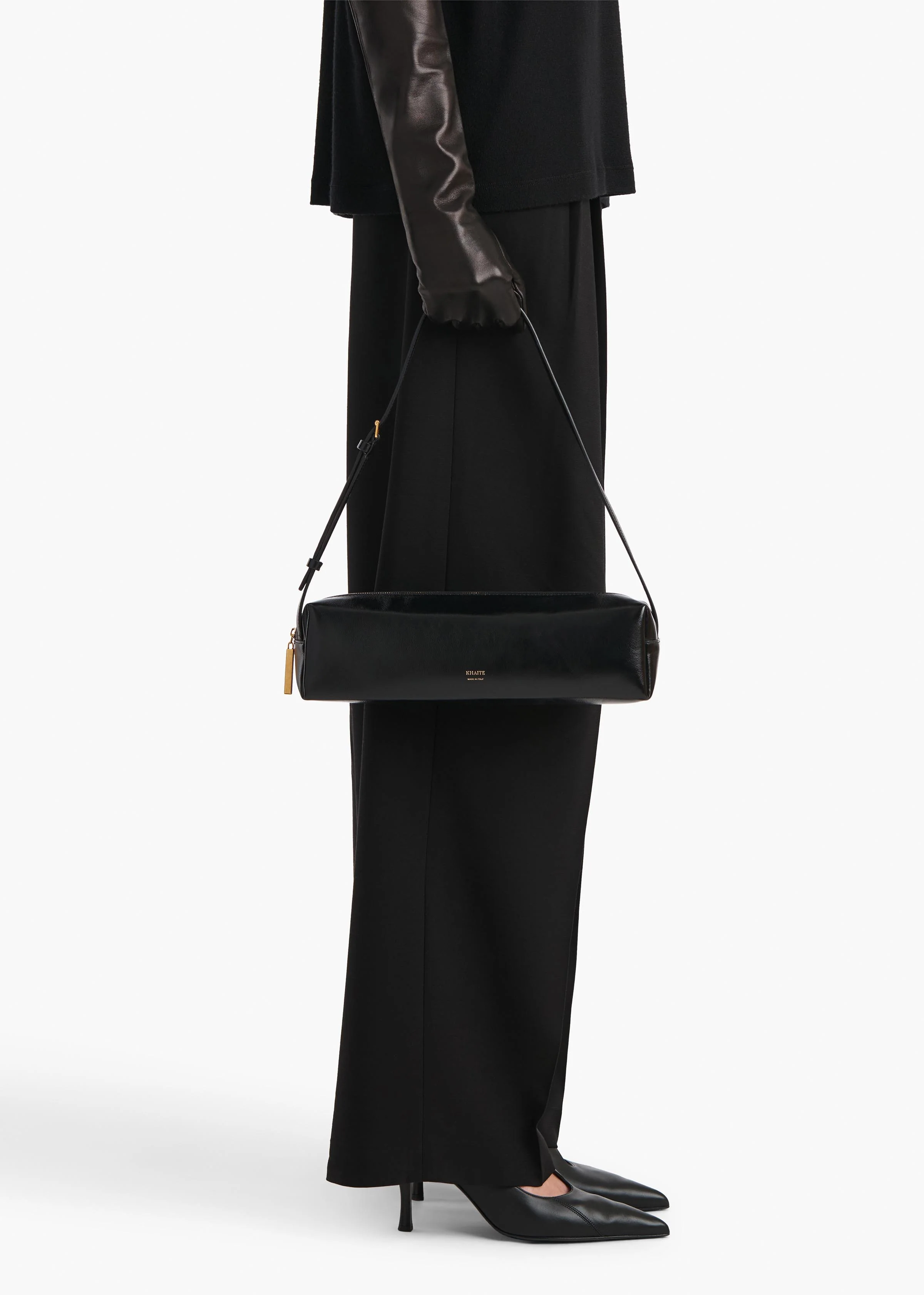 Kye Shoulder Bag in Black Crackle Patent Leather - Image 5