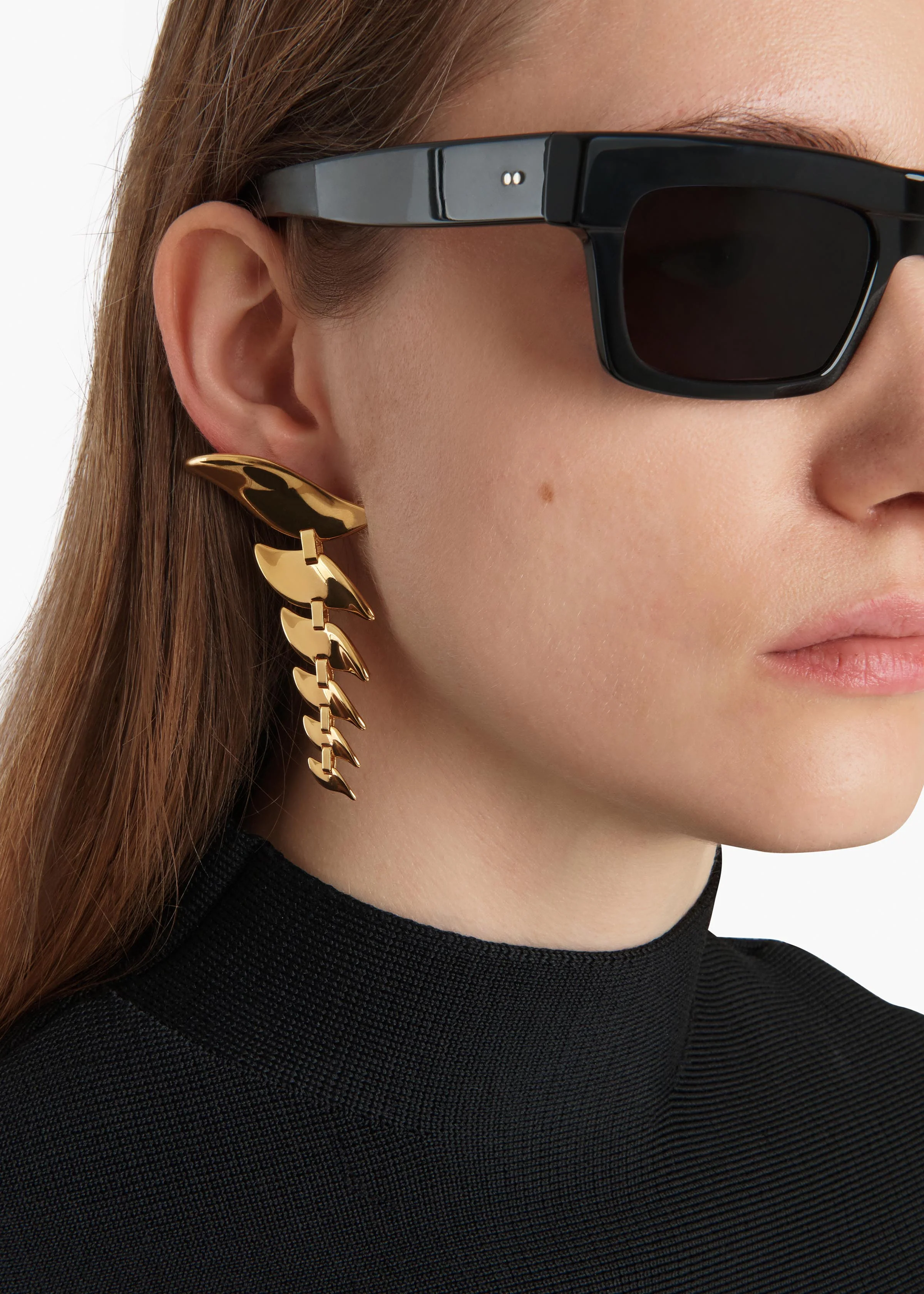 Leaf Cascading Earrings in Gold - Image 3