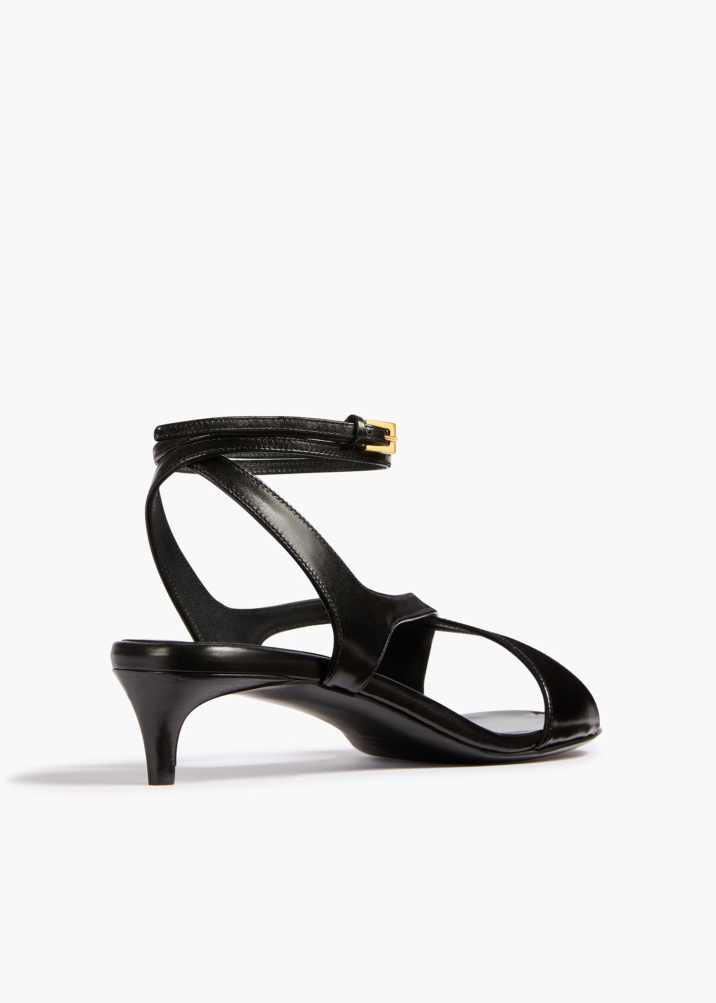 Liria Kitten Heel Sandal in Black Glazed Leather - Image 3