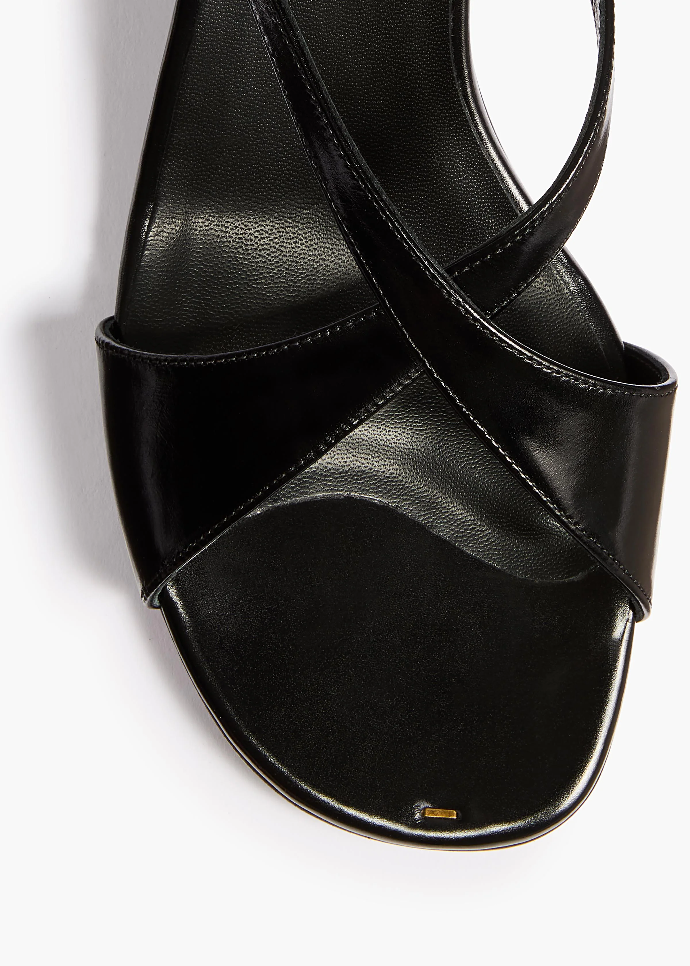 Liria Kitten Heel Sandal in Black Glazed Leather - Image 4