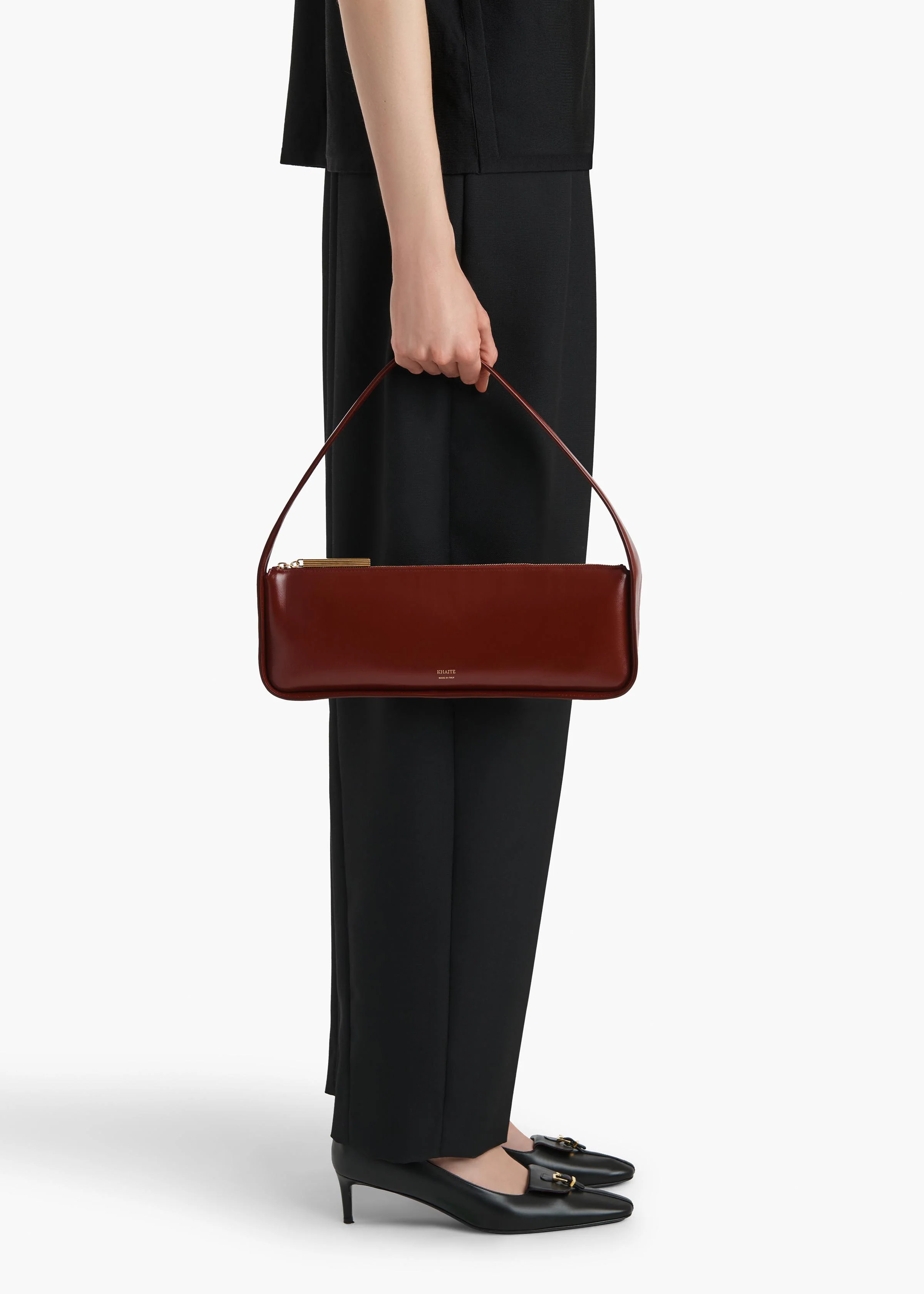 Lori Baguette Bag in Bordeaux Crackle Patent Leather - Image 5
