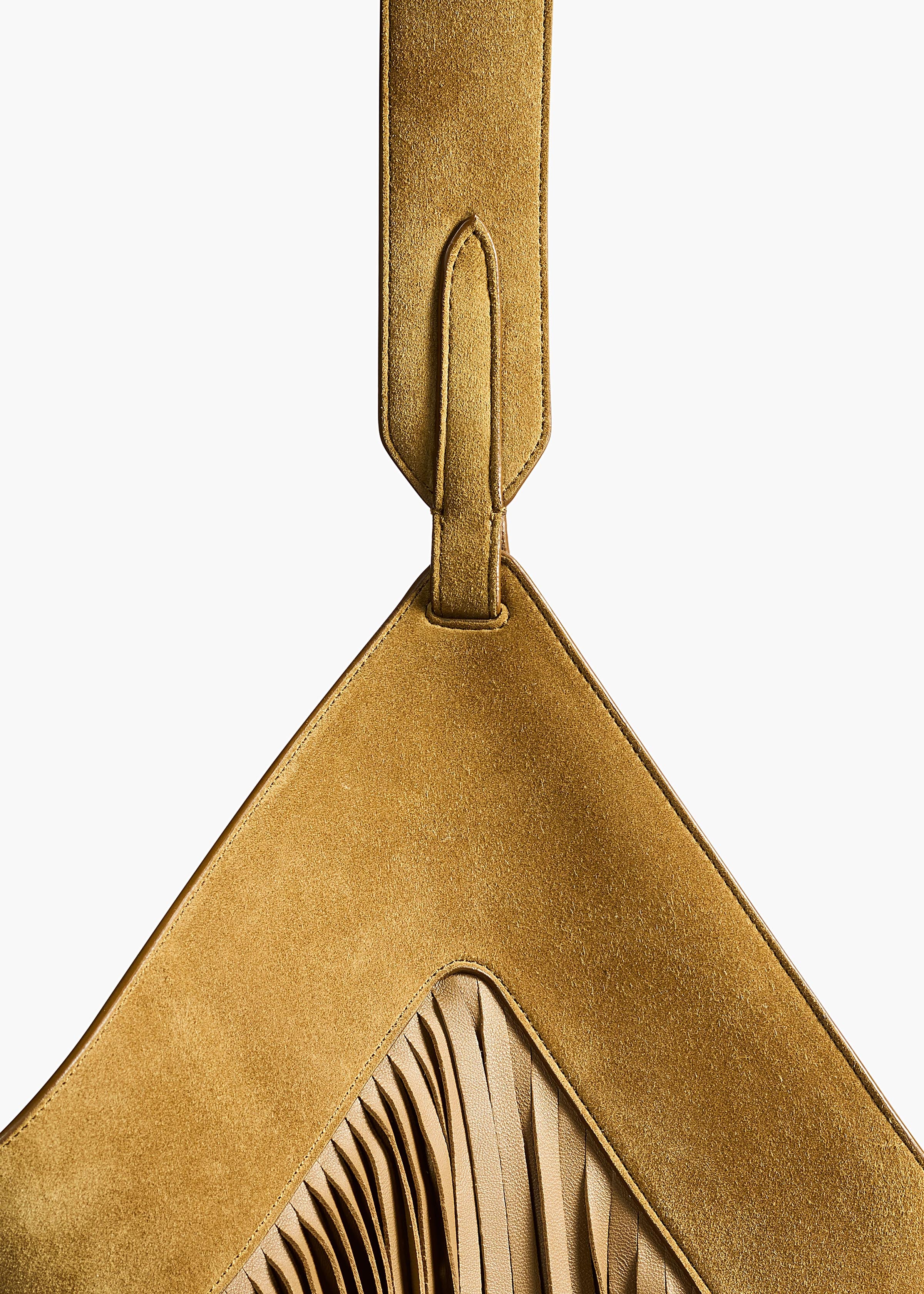 Small Lotus Fringe Tote in Mud Suede - Image 4