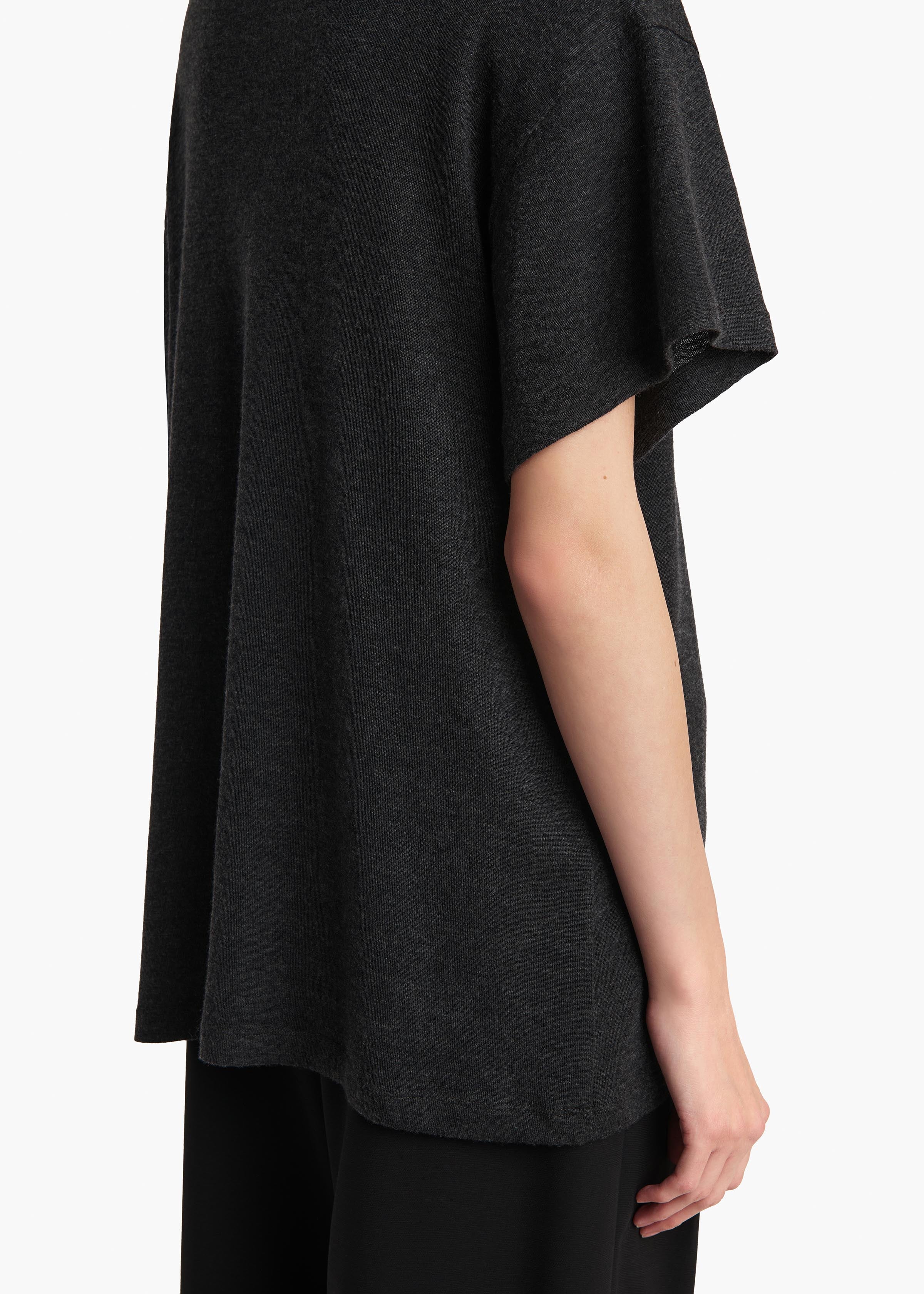 Maeve T-Shirt in Charcoal Silk Cashmere Jersey - Image 5
