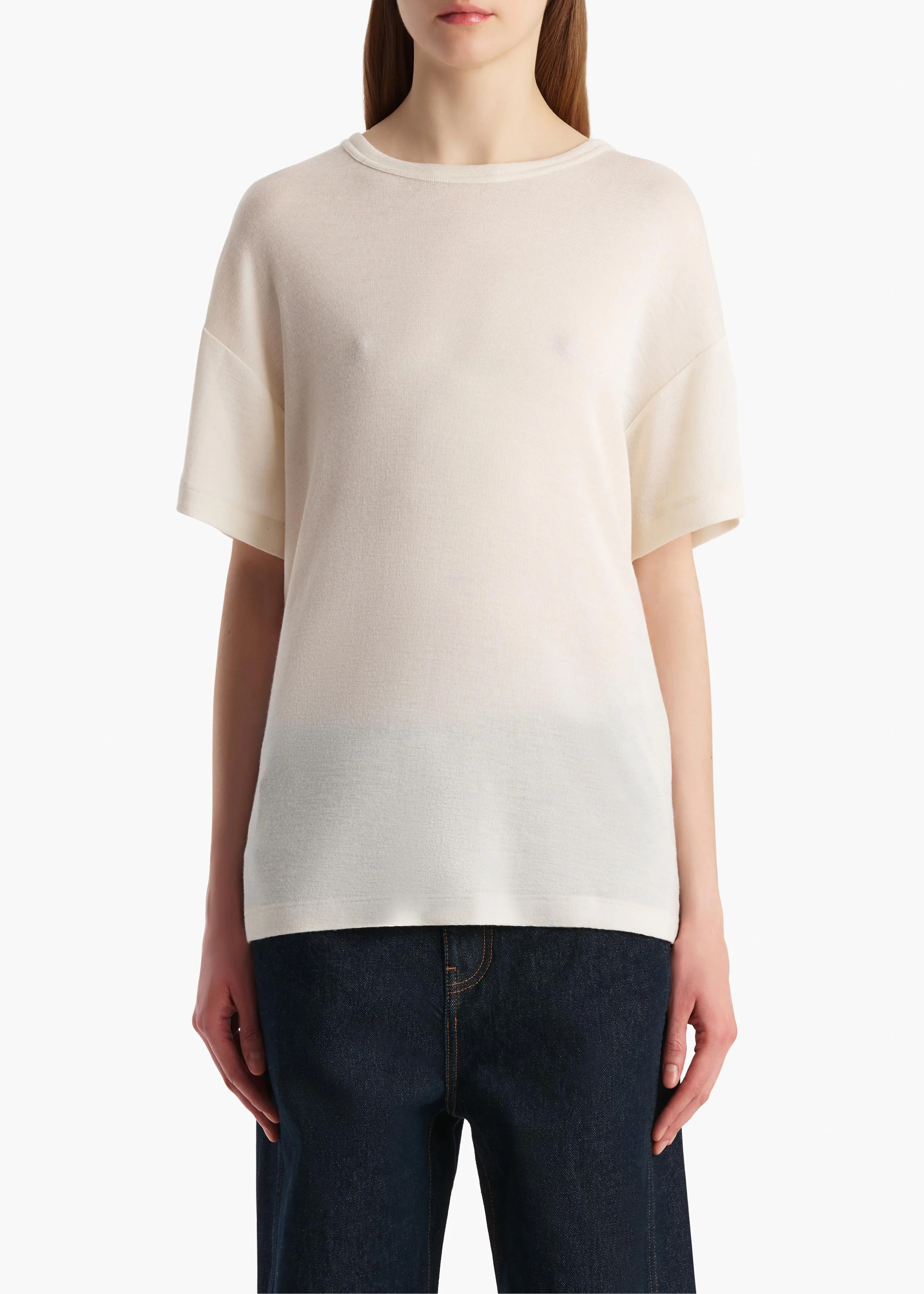 Maeve T-Shirt in Cream Silk Cashmere Jersey - Image 3
