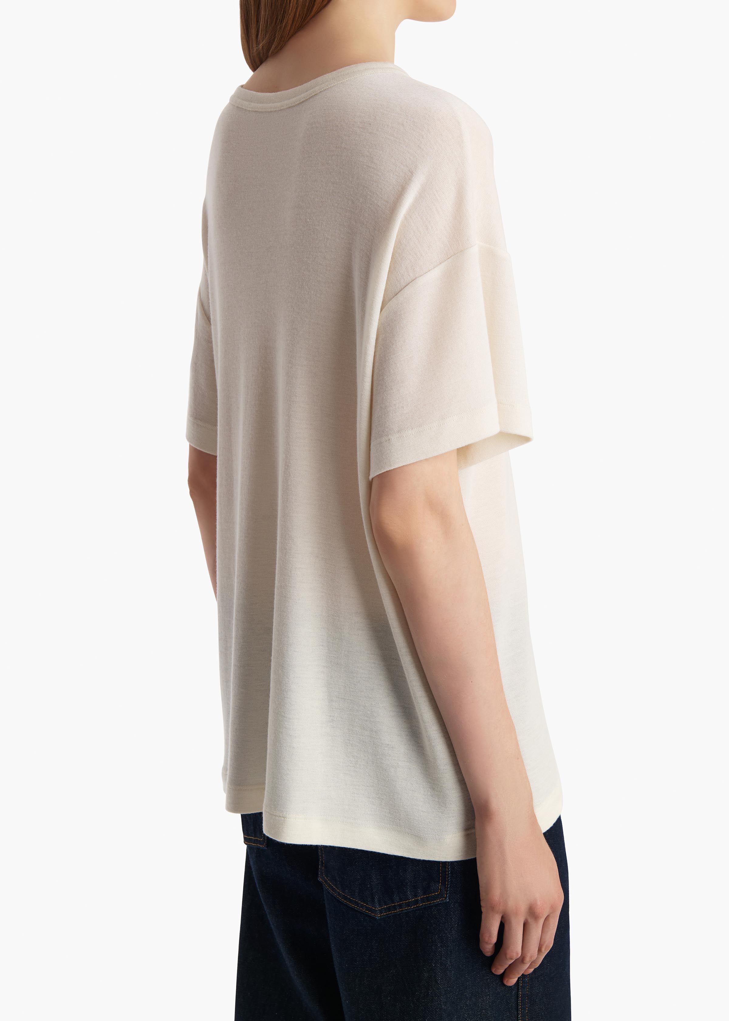 Maeve T-Shirt in Cream Silk Cashmere Jersey - Image 5