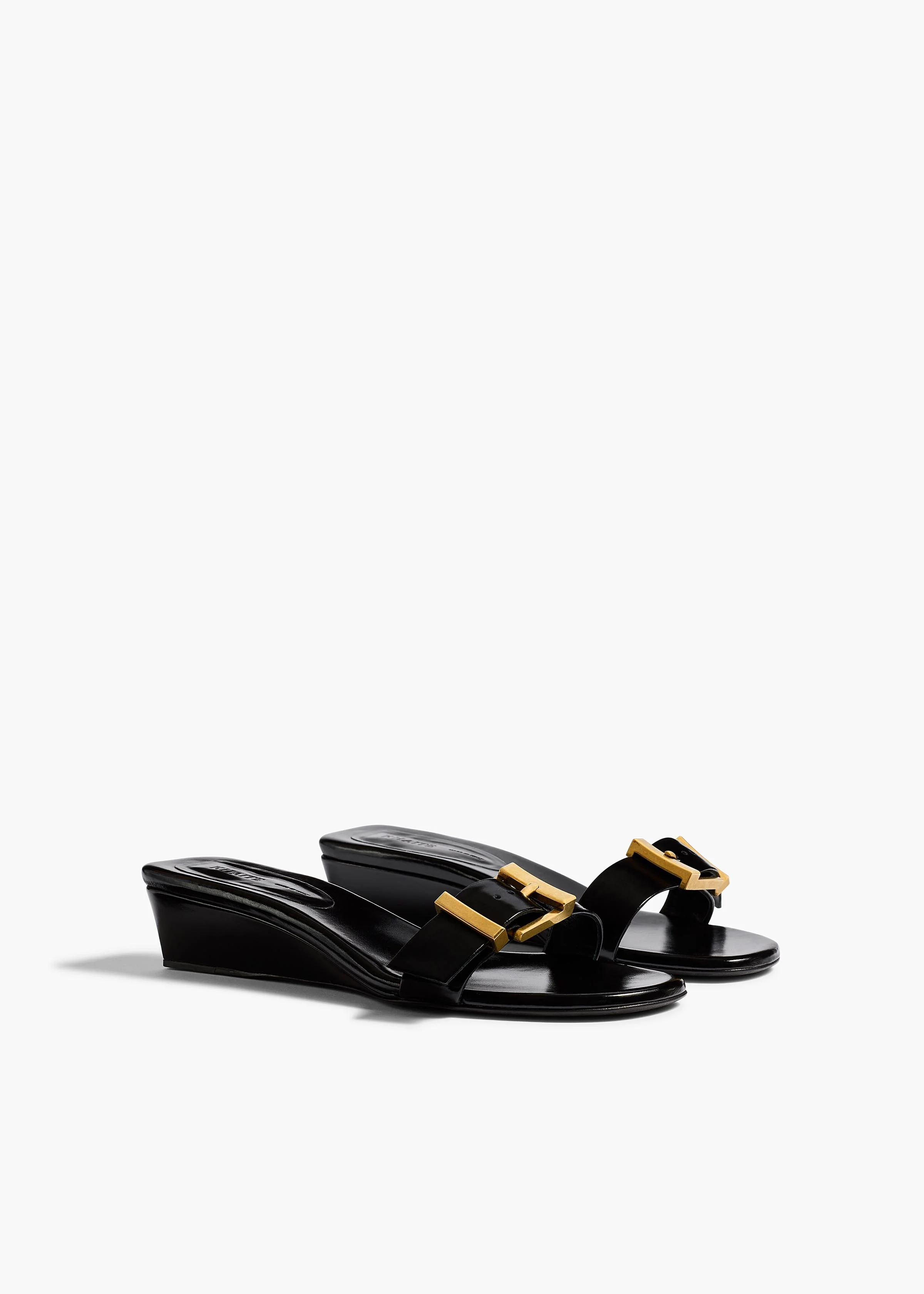 Manhattan Sandal in Black Glazed Leather - Image 2