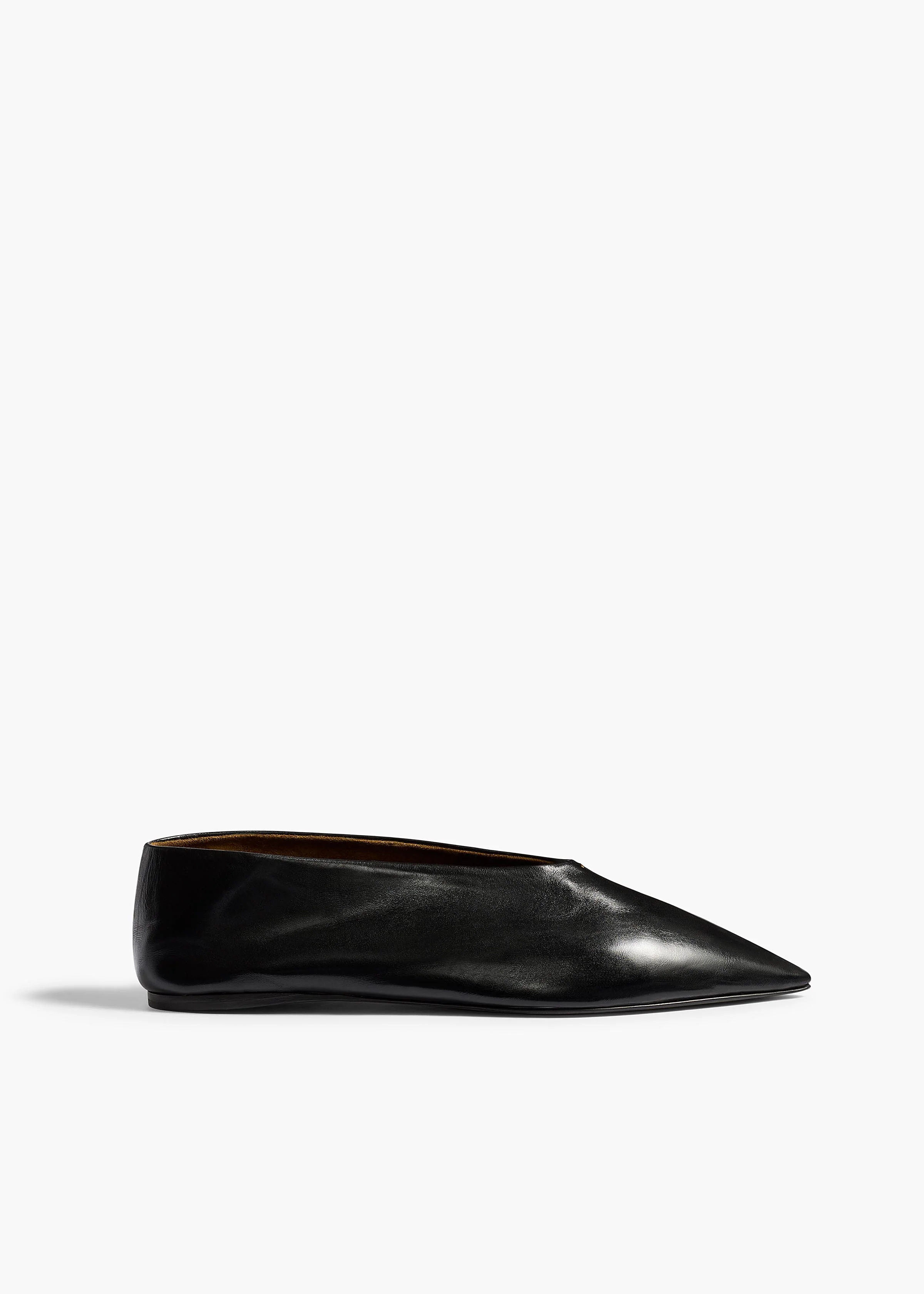 Miriam Ballerina in Black Glazed Leather