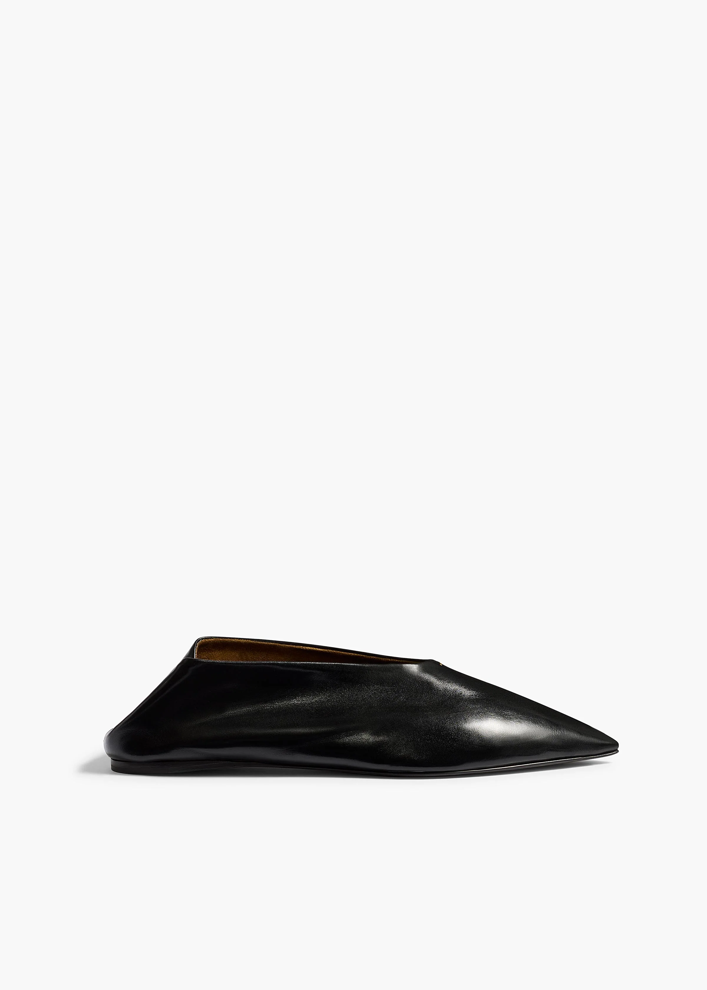 Miriam Ballerina in Black Glazed Leather - Image 2