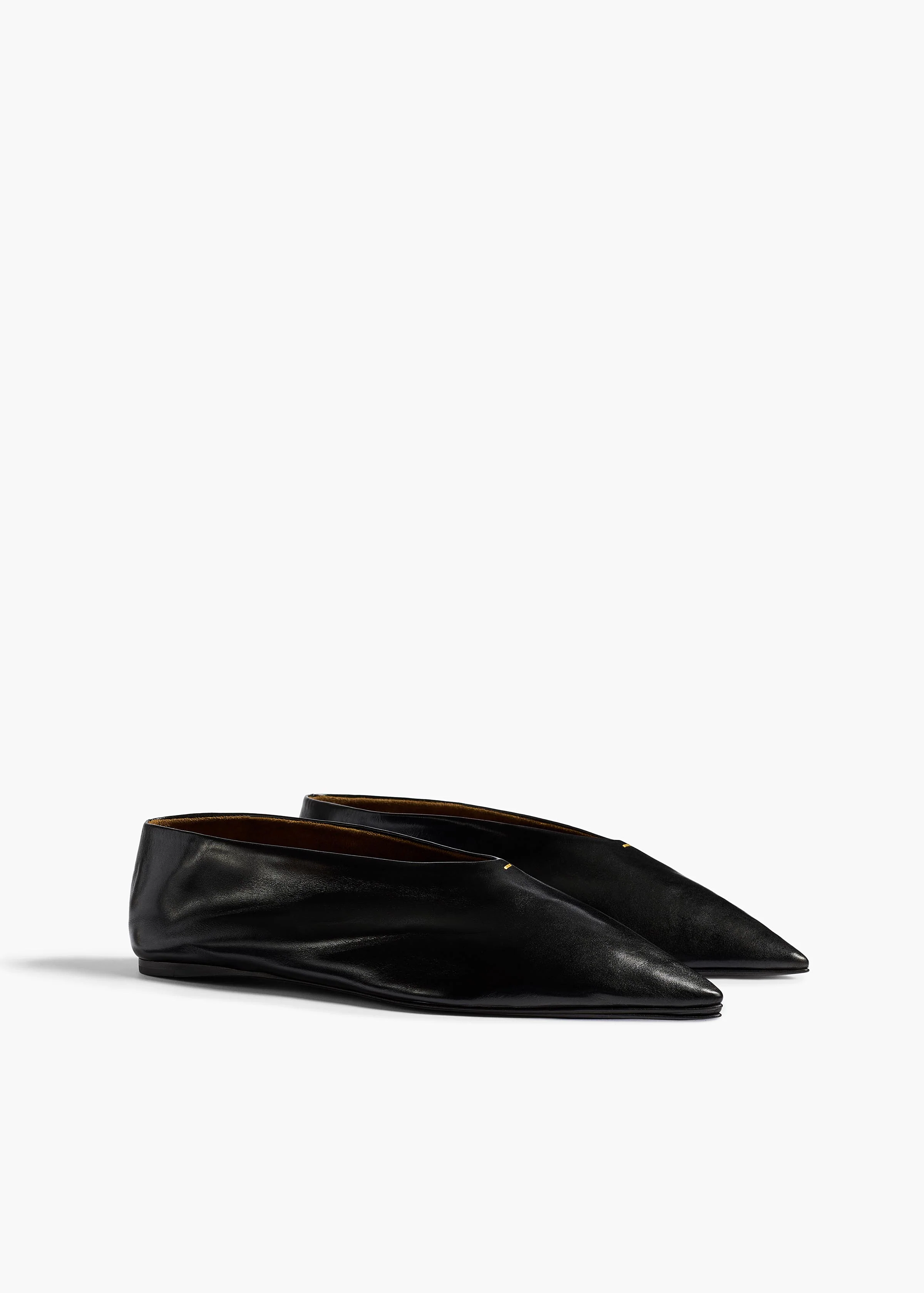 Miriam Ballerina in Black Glazed Leather - Image 3