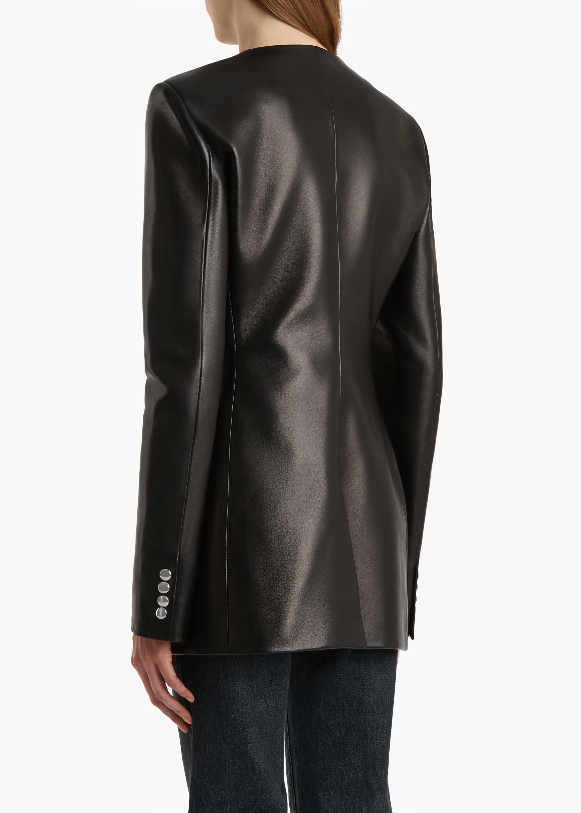 Naran Jacket in Black Leather - Image 4