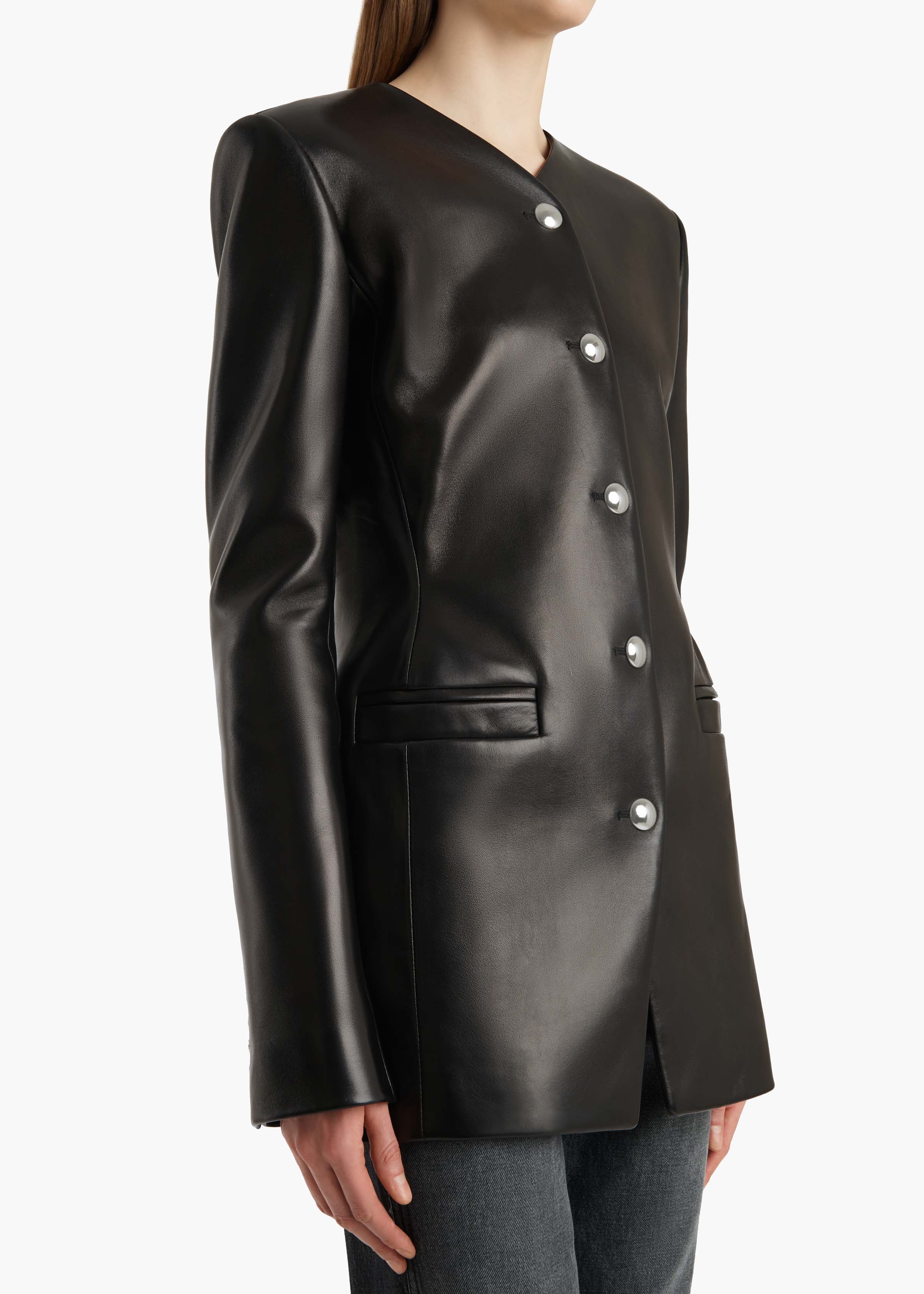 Naran Jacket in Black Leather - Image 5