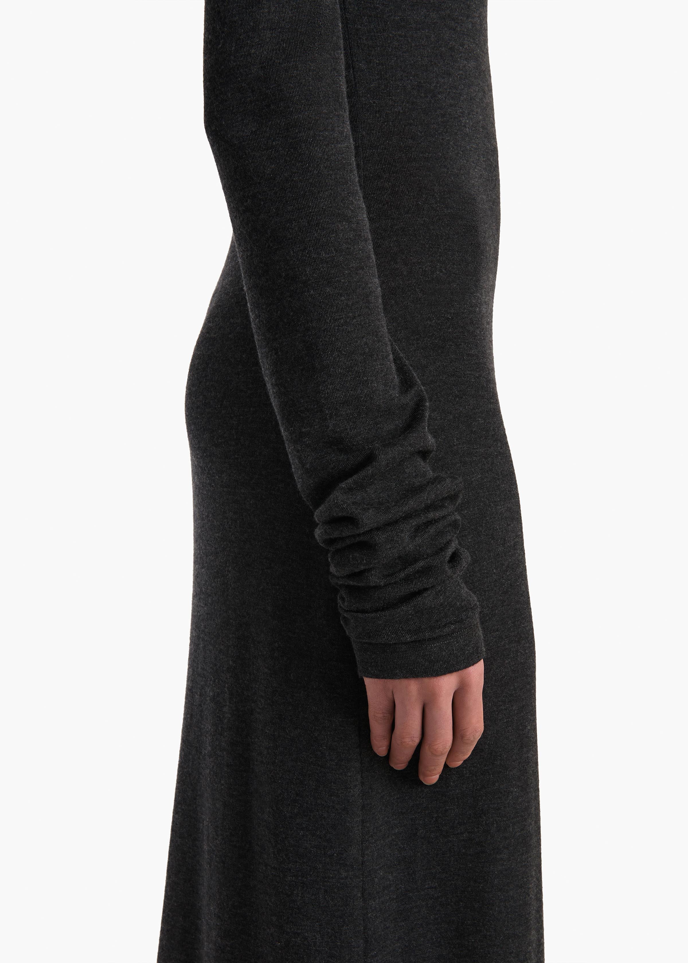 Norla Dress in Charcoal Silk Cashmere Jersey - Image 6