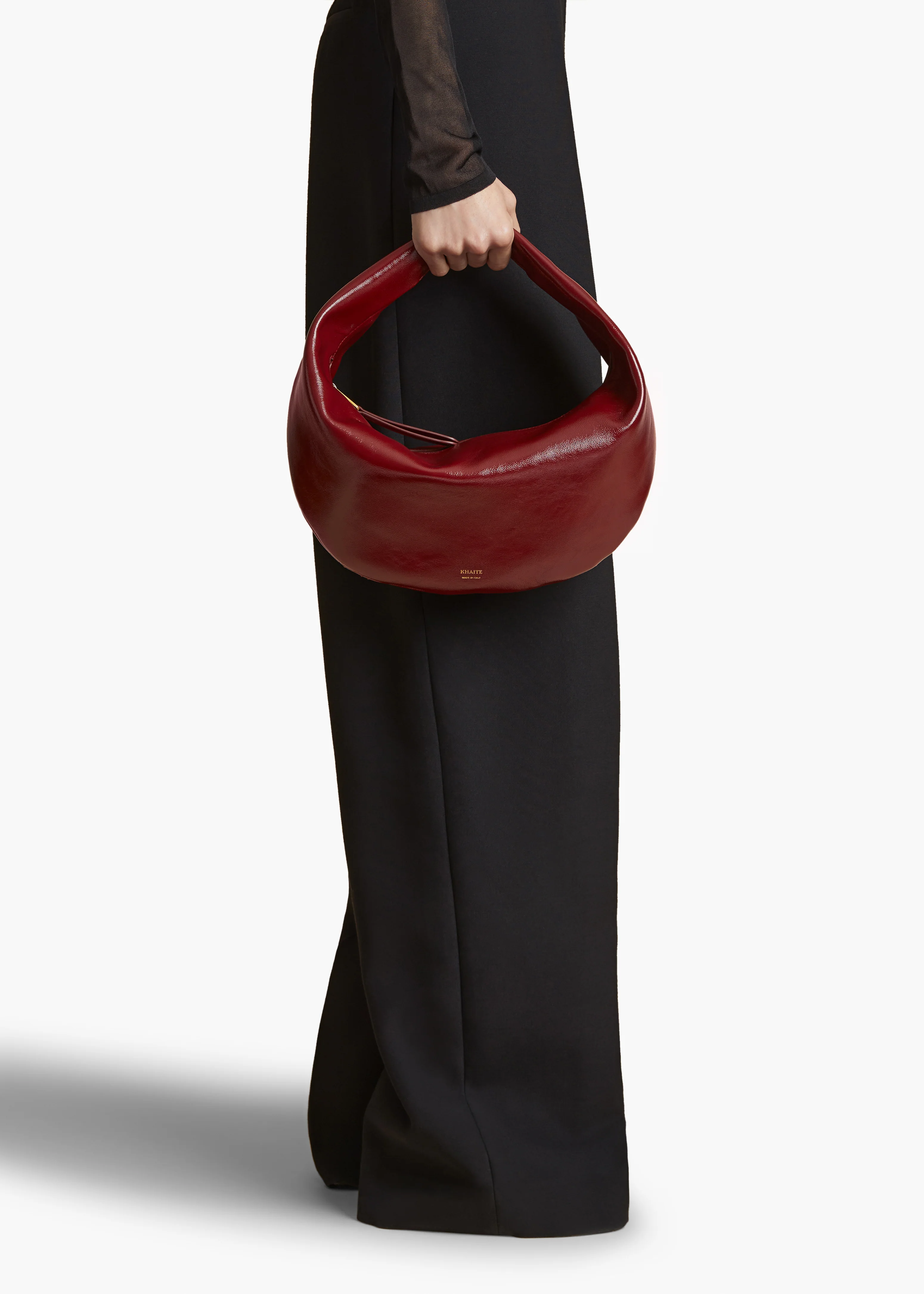 Medium Olivia Hobo in Oxblood Crackle Patent Leather - Image 5