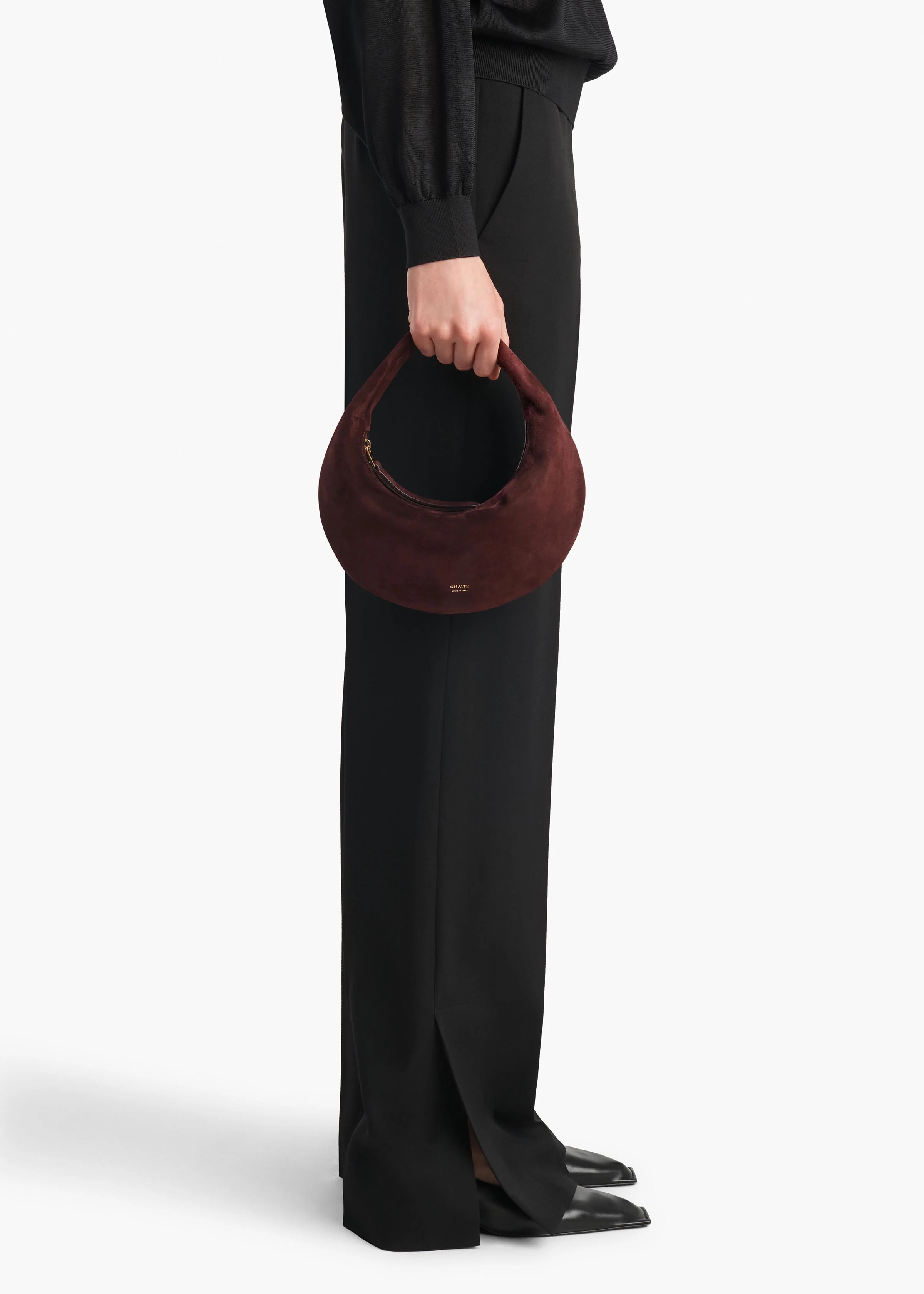 Mini Olivia Hobo in Rouge Noir Suede - Image 5