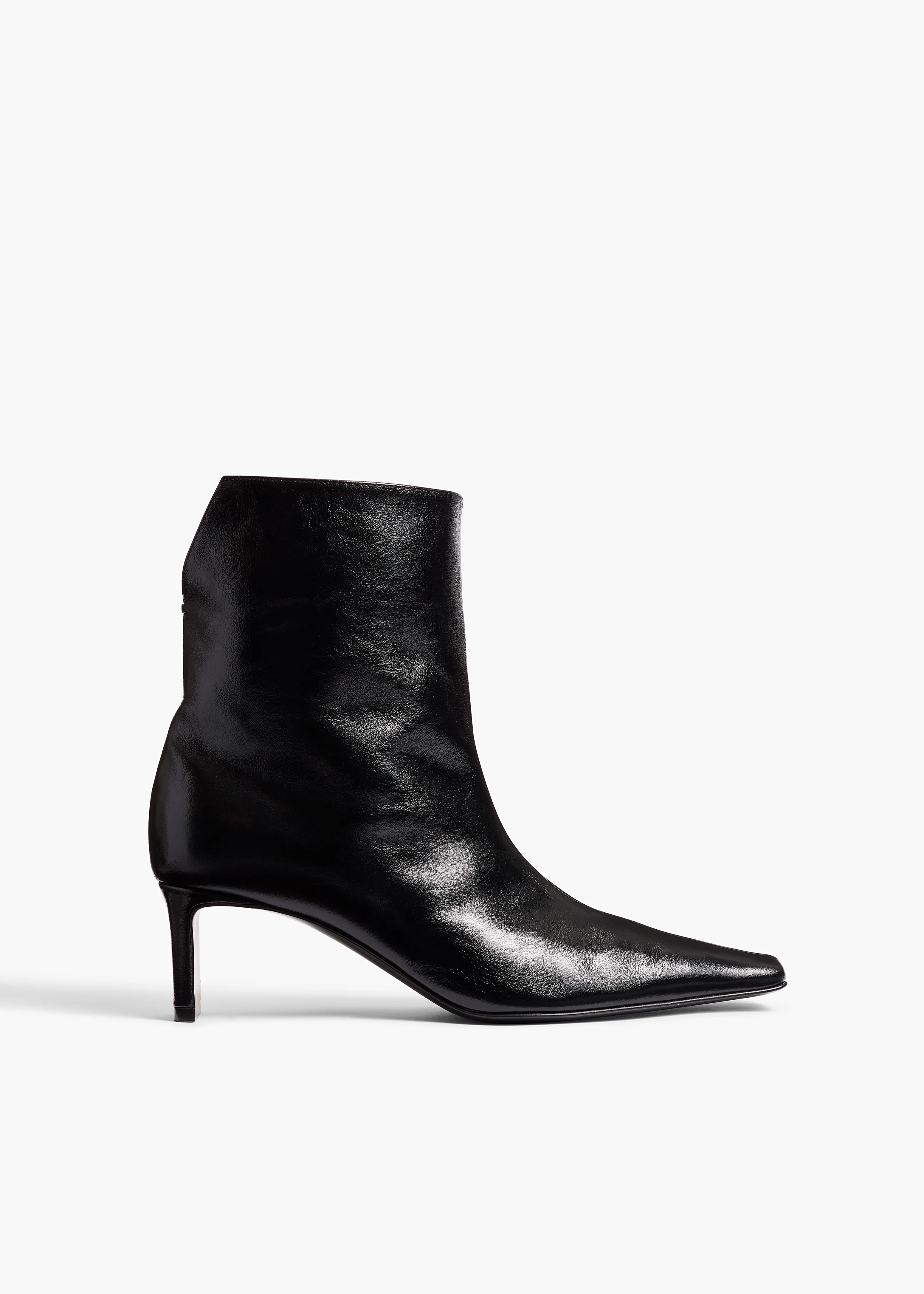 Ona Ankle Boot in Black Glazed Leather