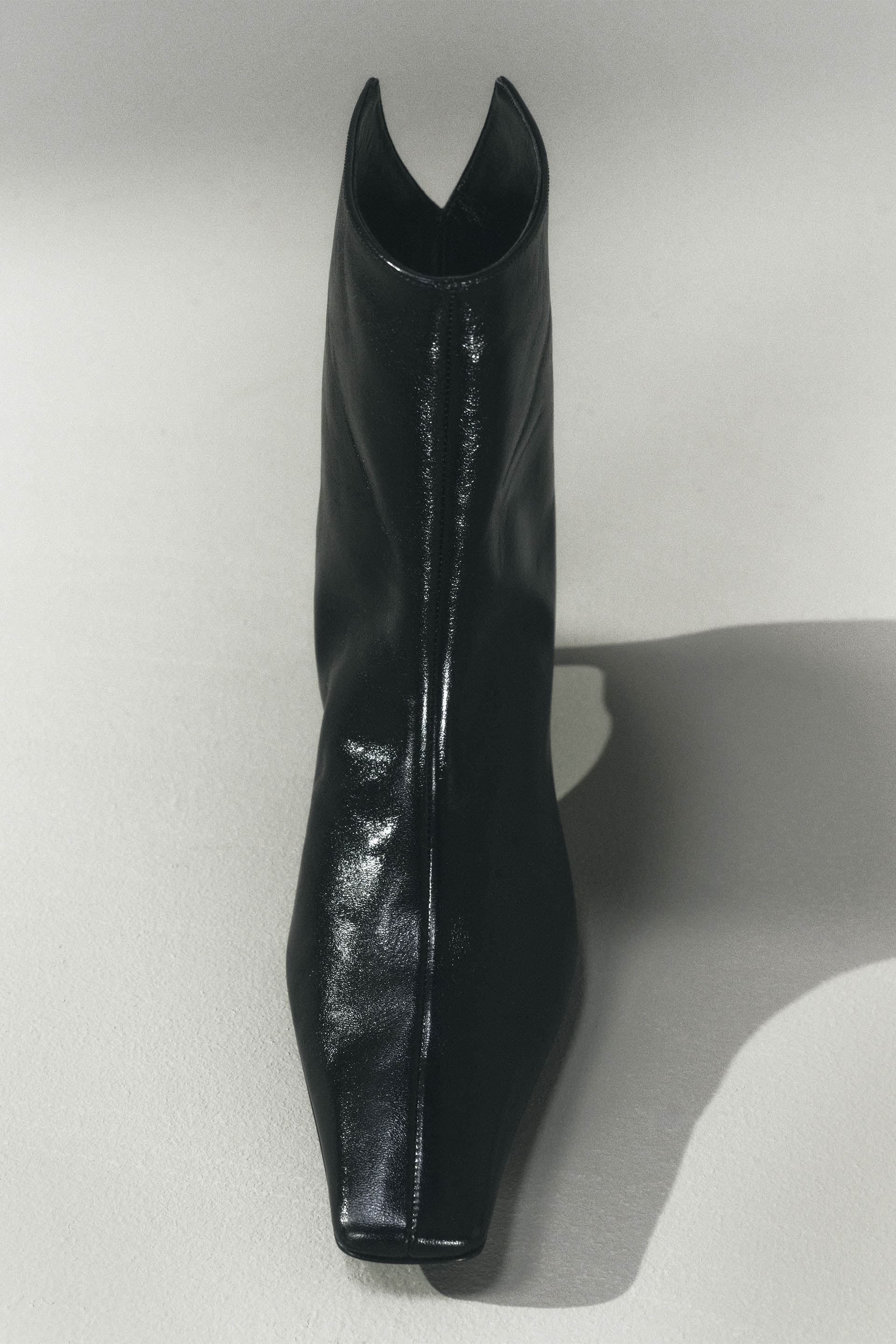 Ona Ankle Boot in Black Glazed Leather - Image 6