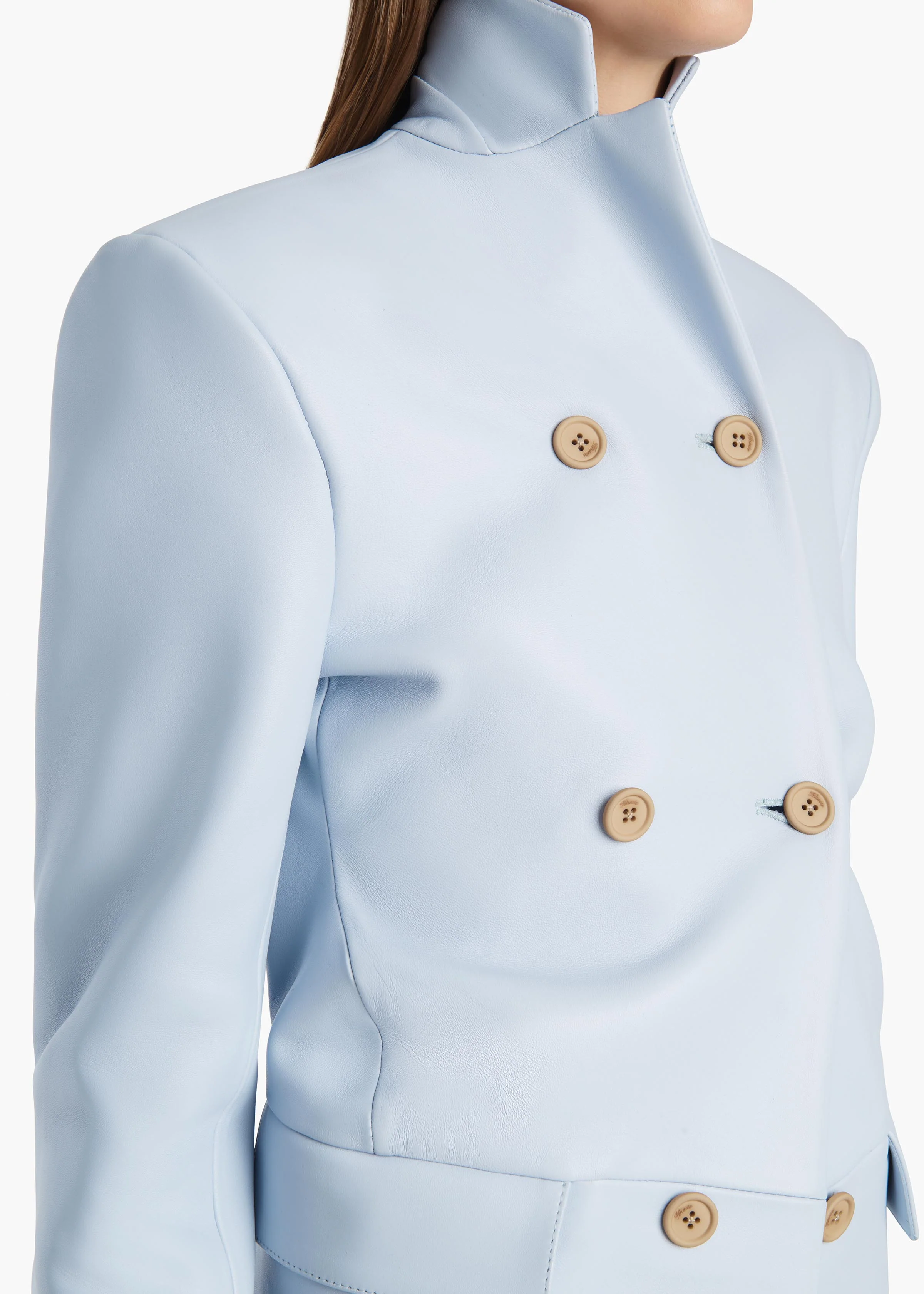 Rolo Jacket in Sky Blue Leather - Image 5