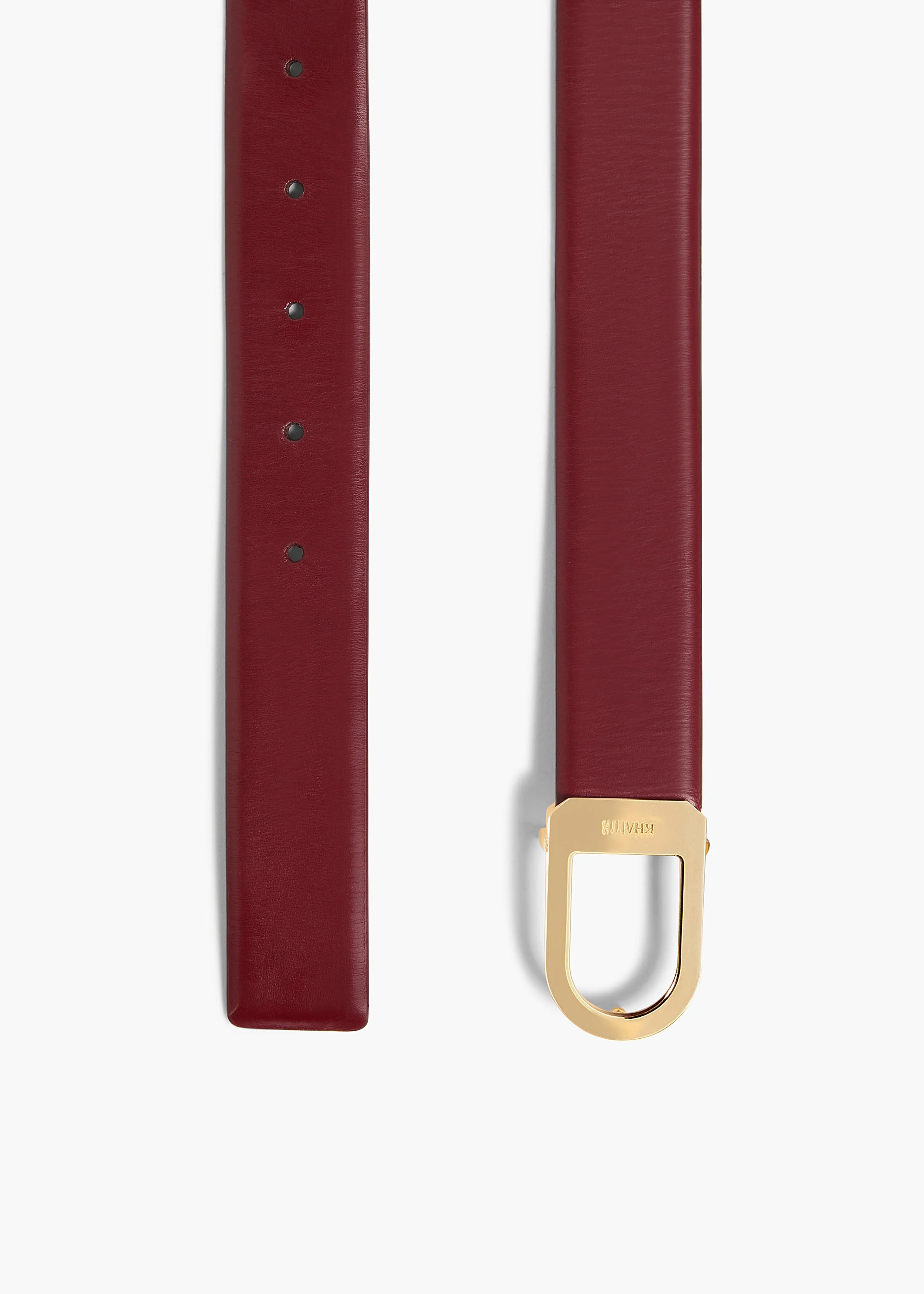 Saddle Belt in Oxblood Leather with Gold - Image 2