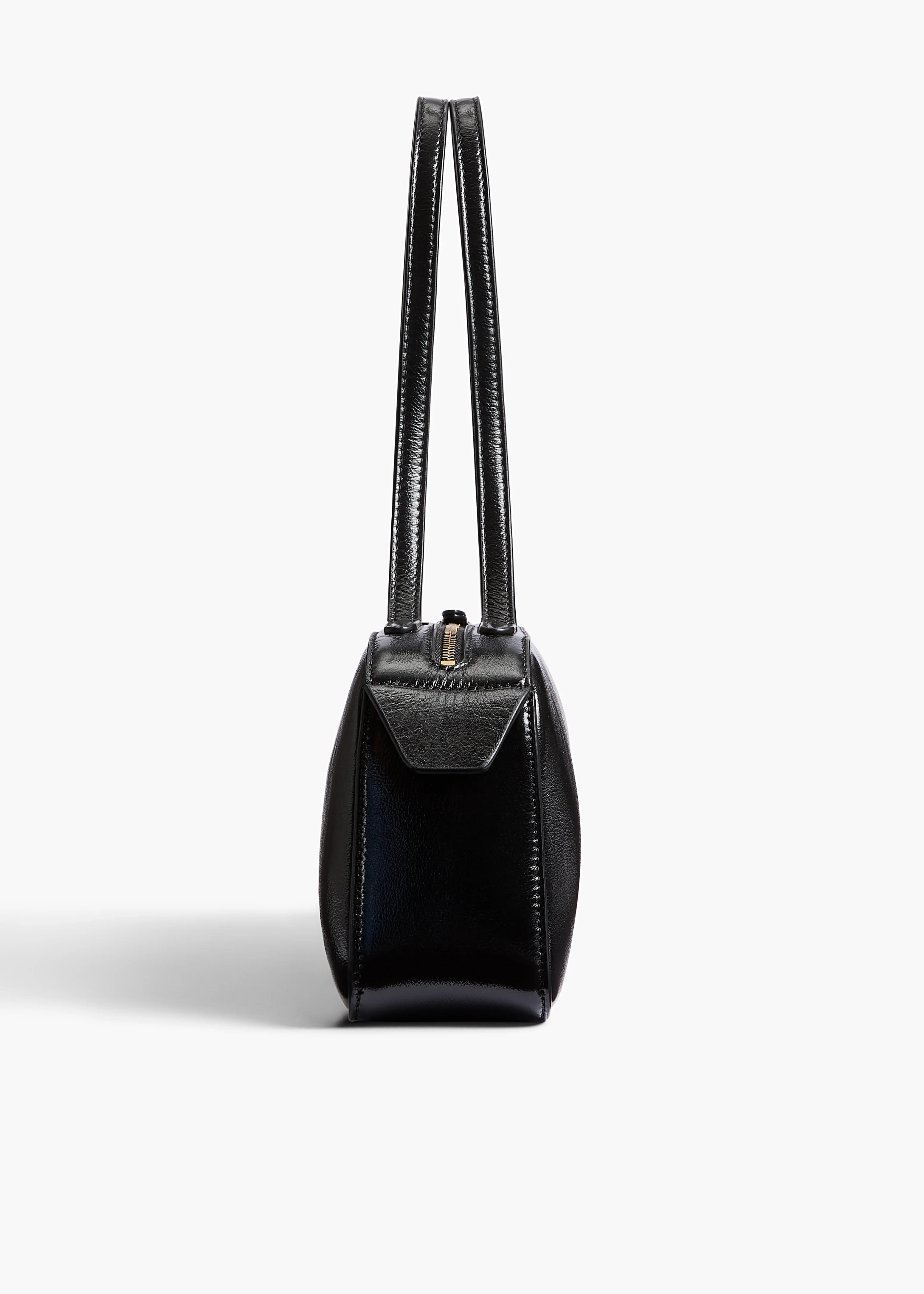 Simona Shoulder Bag in Black Crackle Patent Leather - Image 3